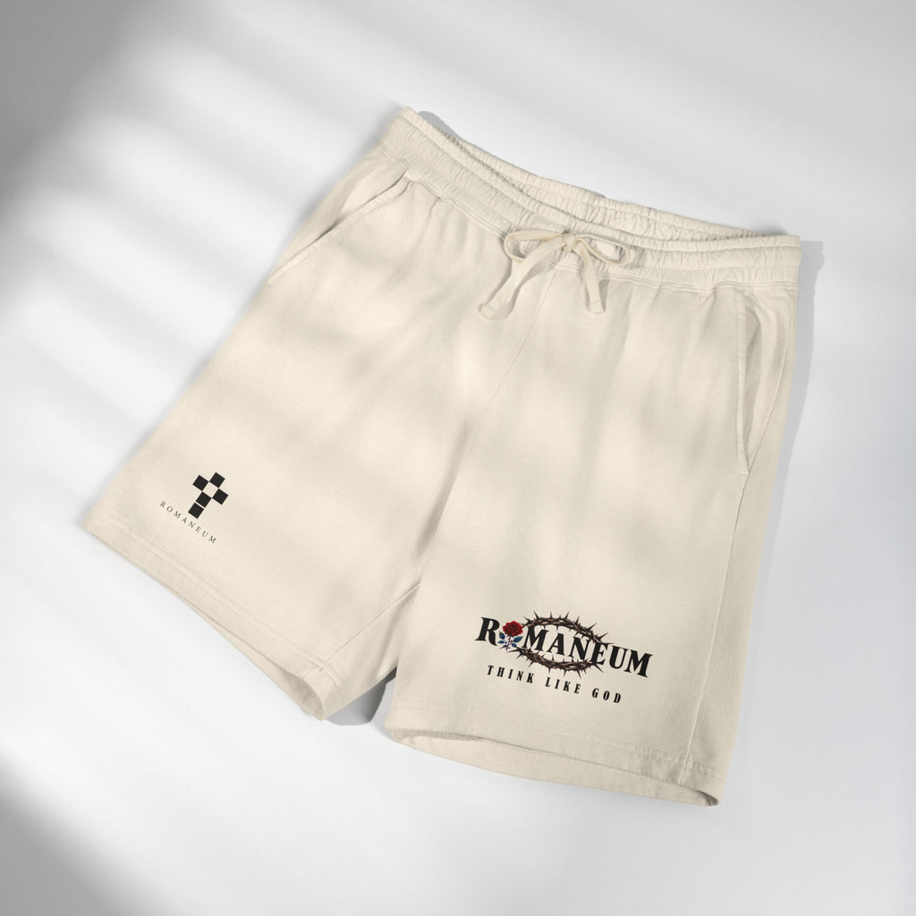 Romaneum 'Think Like God' Fleece Sweat Shorts