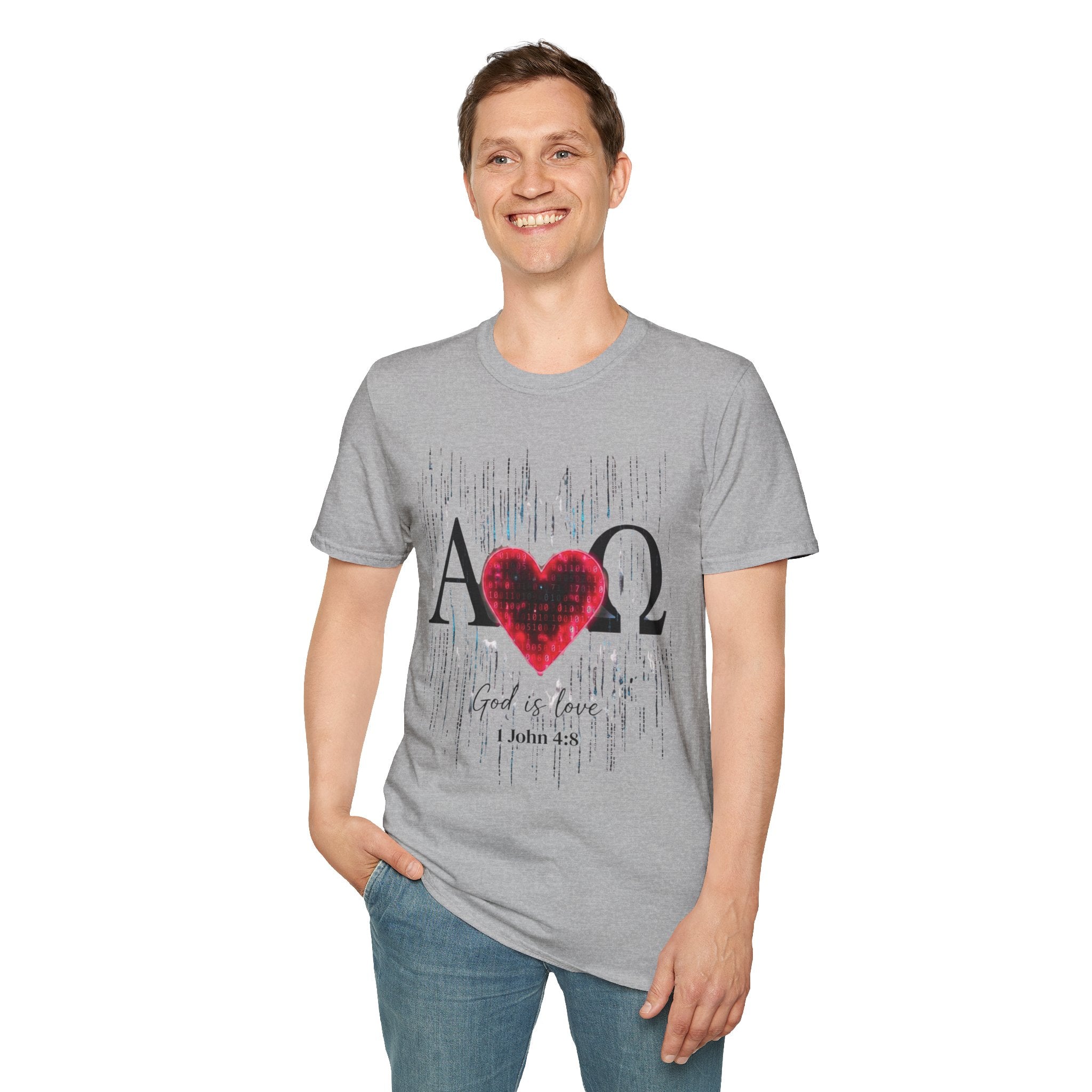 Alpha Omega Heart T-Shirt | Christian Scripture John 3:16 Design