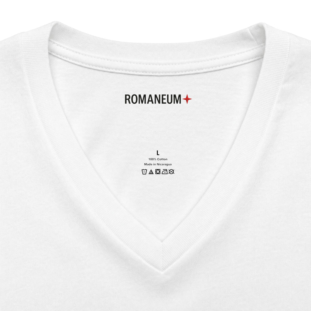Memento Mori V-Neck Tee — Romaneum Skull Graphic Shirt