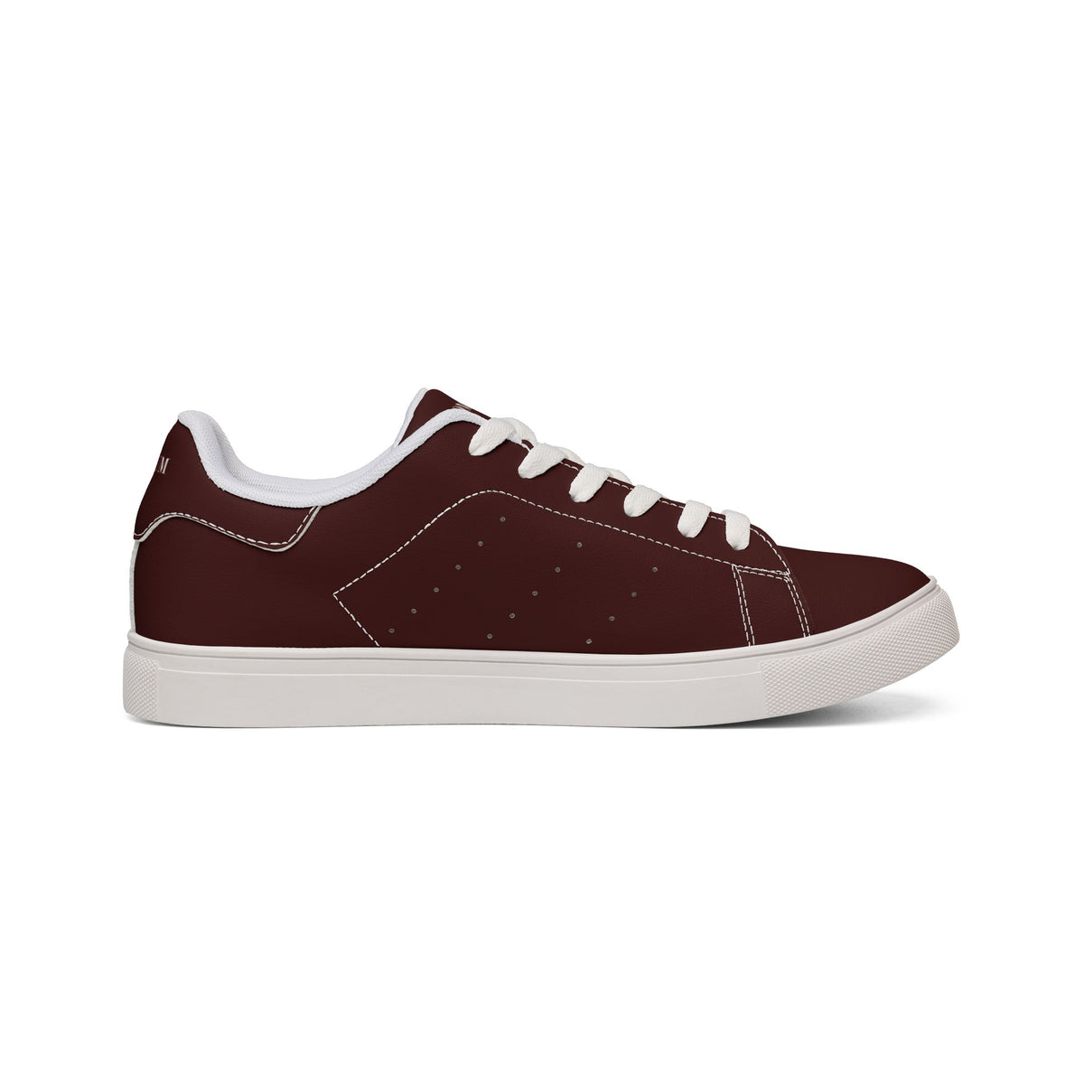 Men's Leather Low-Top Sneakers — Burgundy Casual Streetwear