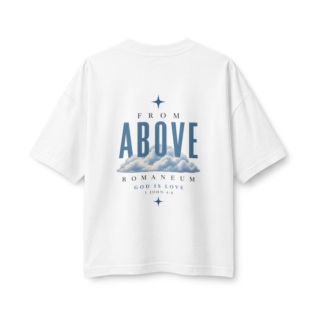 Amor Roma Christian Tee — "Above" Cloud Back Graphic