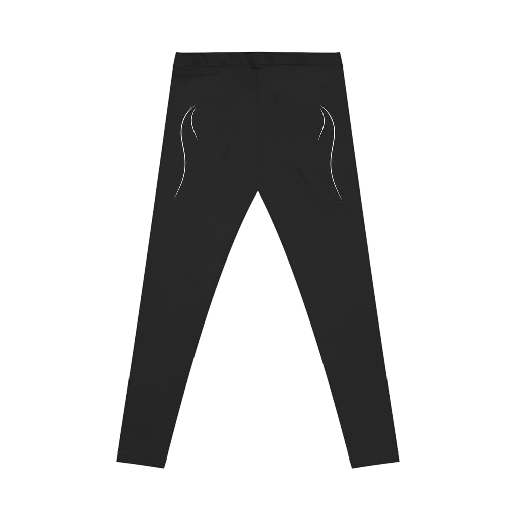 Women's Black Logo Leggings — ROMANEUM Side Print Activewear