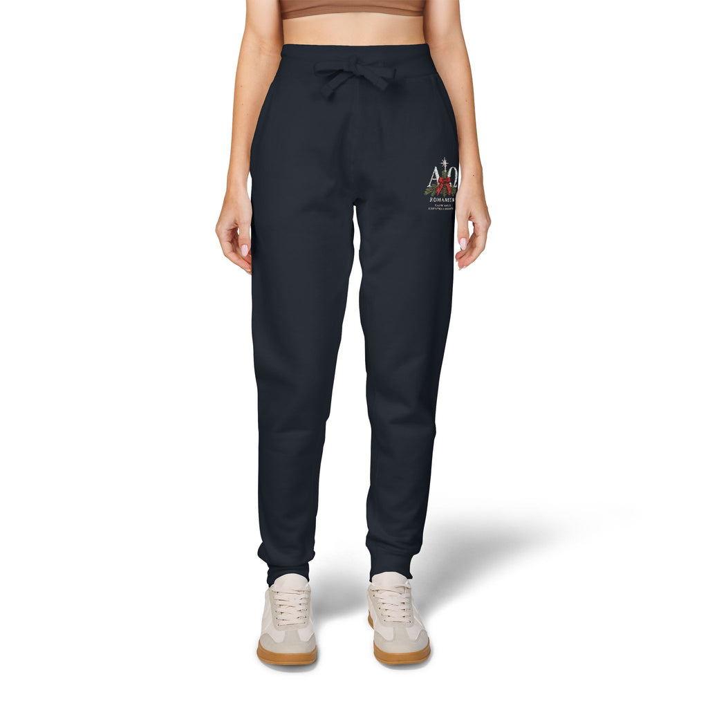 Embroidered Holiday Gnomes Fleece Sweatpants — Cozy Christmas Lounge Pants