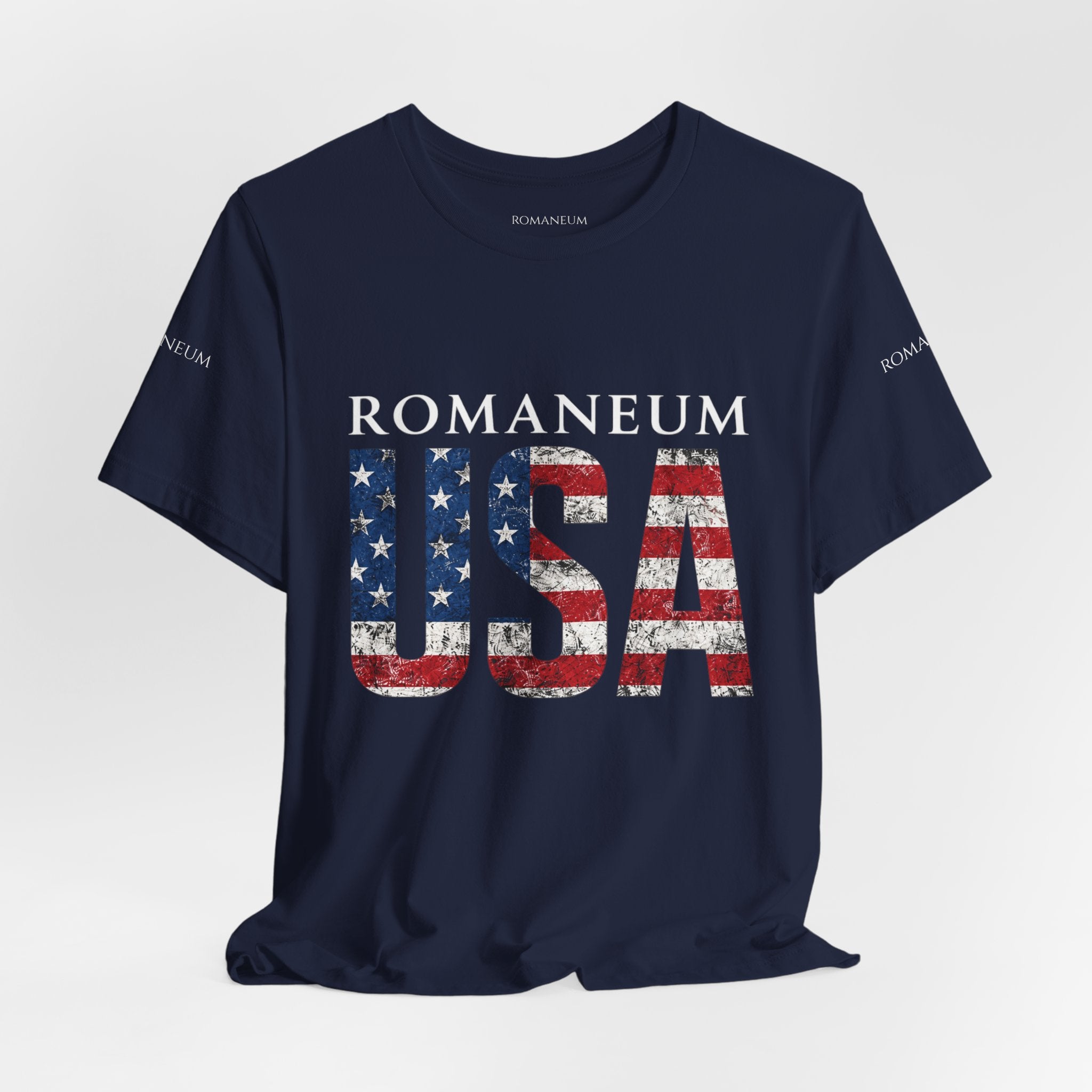 Romaneum USA Flag T‑Shirt — Patriotic American Graphic Tee