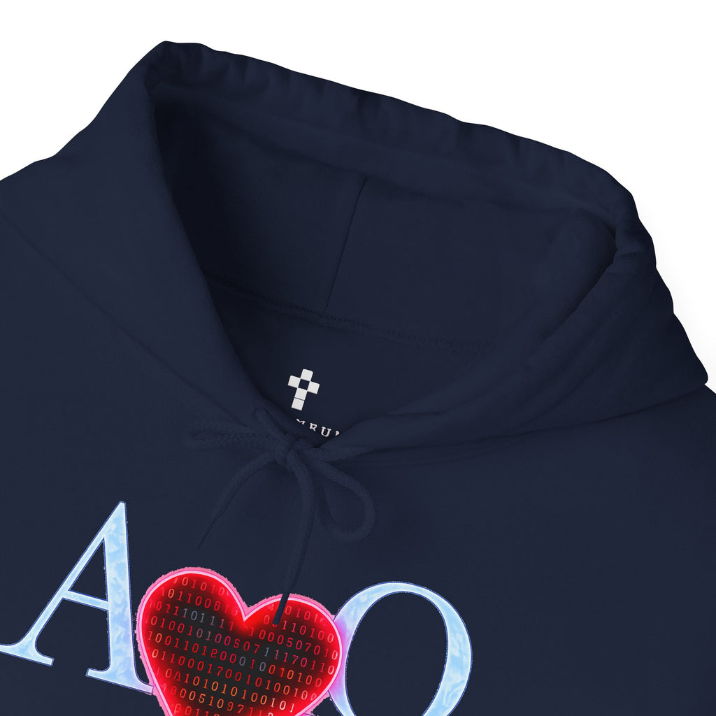 Romaneum Alpha Omega Heart Hoodie | God is Love 1 John 4:8 Christian Hoodie