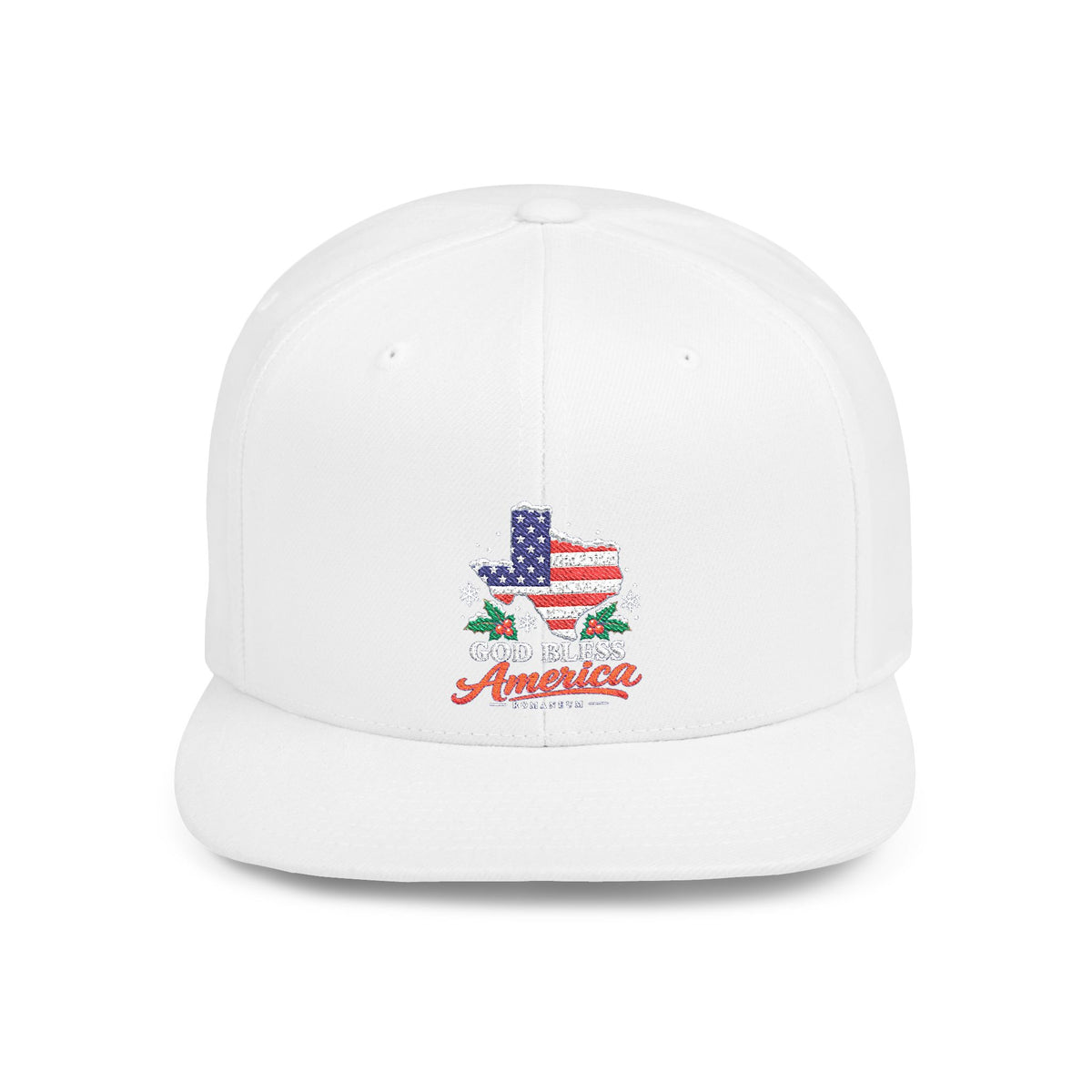 America Flag Snapback Christmas Hat — Patriotic Flat-Bill Cap