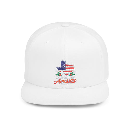 America Flag Snapback Christmas Hat — Patriotic Flat-Bill Cap