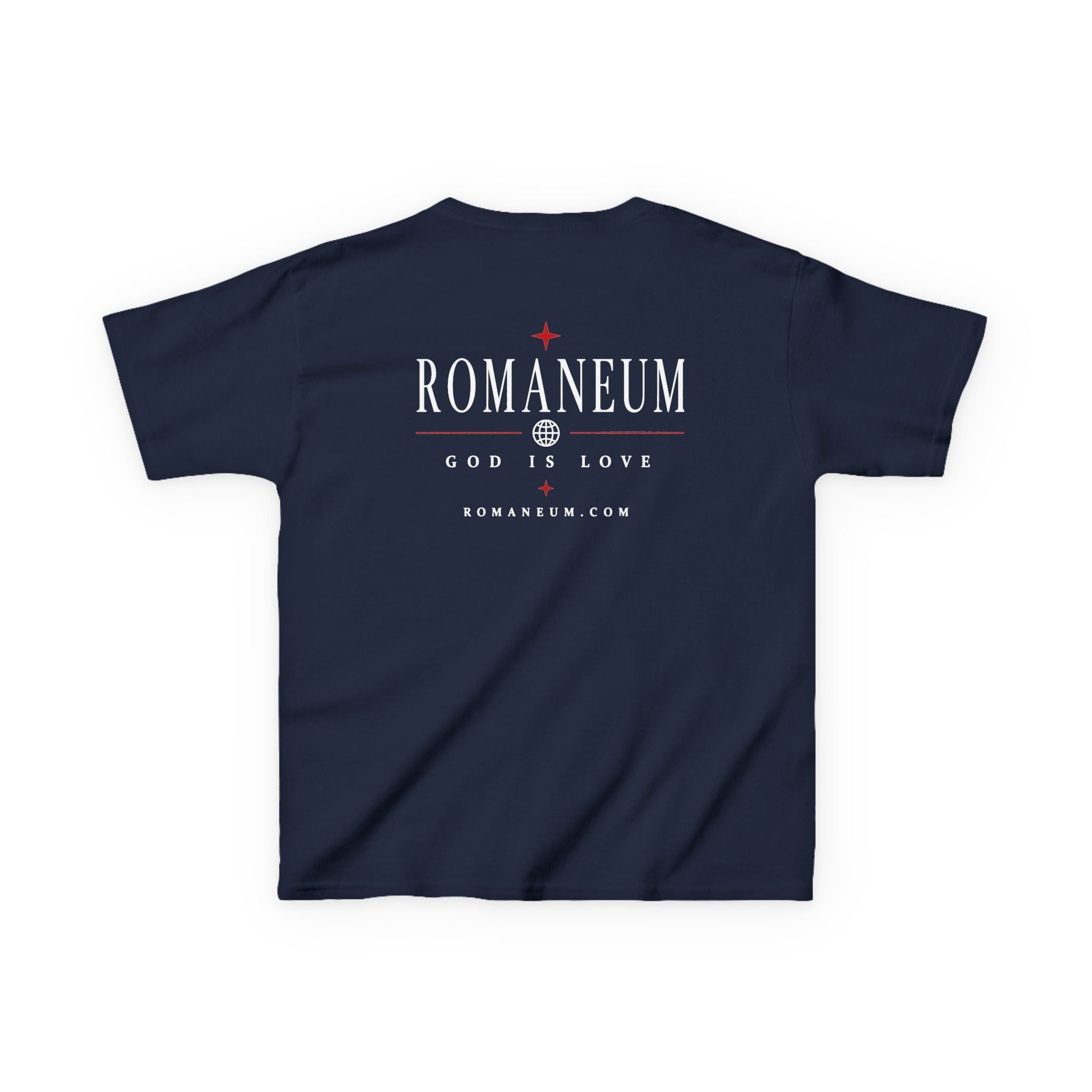 Kids Tee — "Amor Roma / God is Love" Religious Graphic Shirt