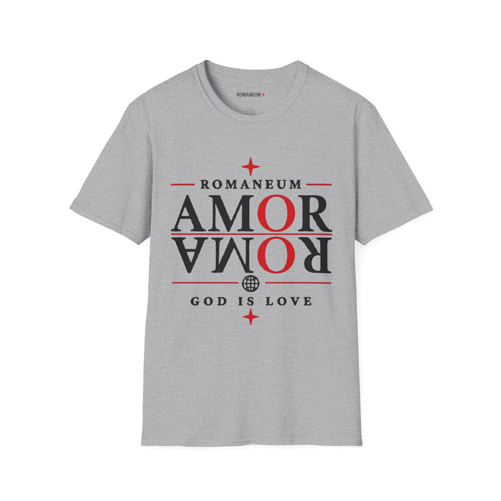 Amor/Roma 'ROMANEUM' Graphic T‑Shirt — 'AMOR' Reflection Design (God Is Love)