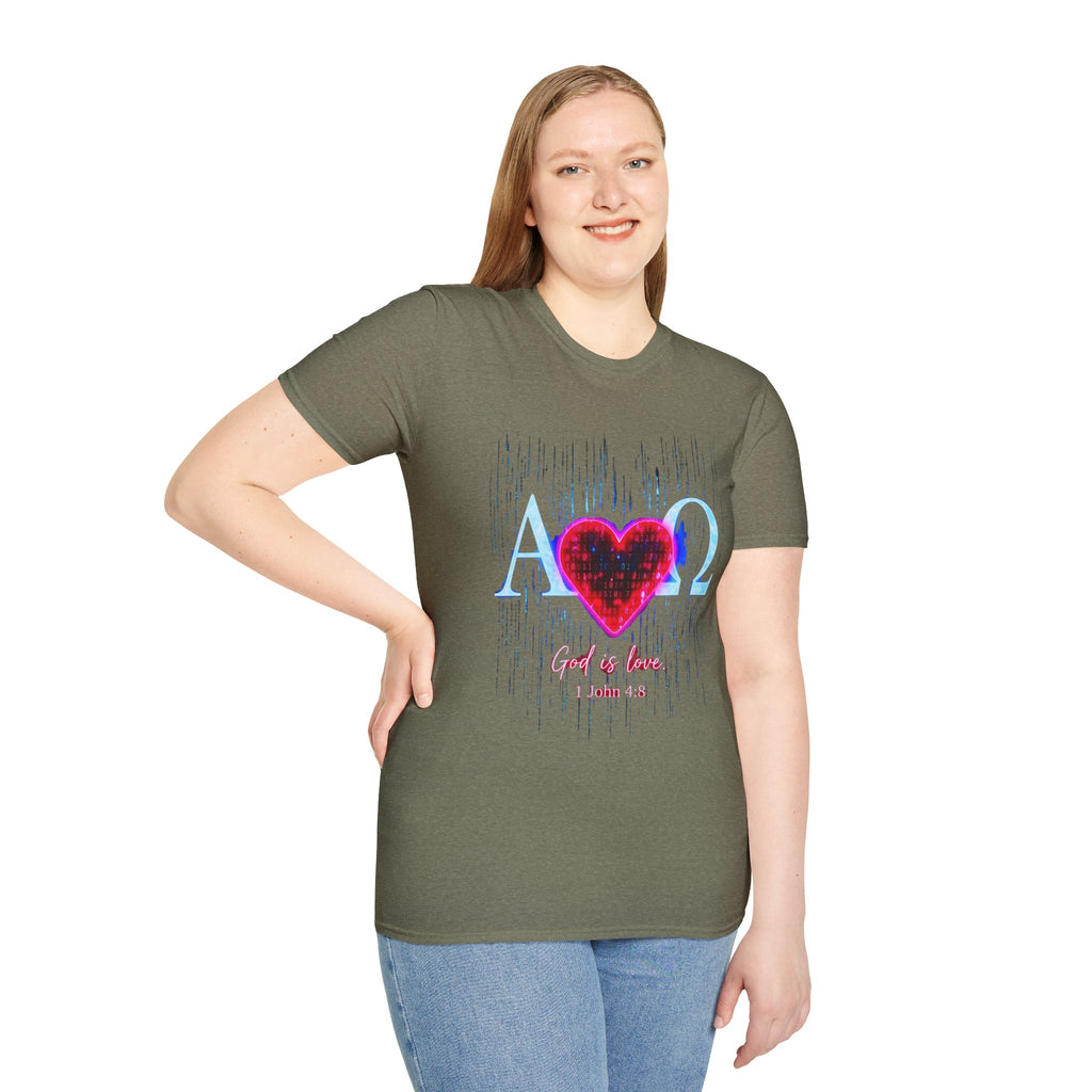 Alpha Omega Heart T-Shirt | Christian Scripture John 3:16 Design