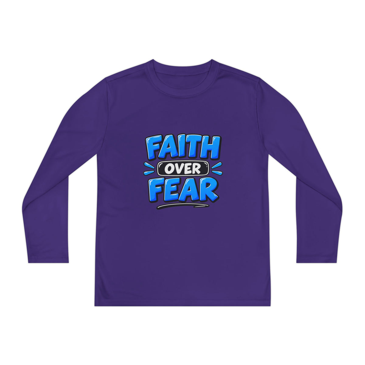 Faith Over Fear Youth Long Sleeve Tee — Good News Toons Graphic