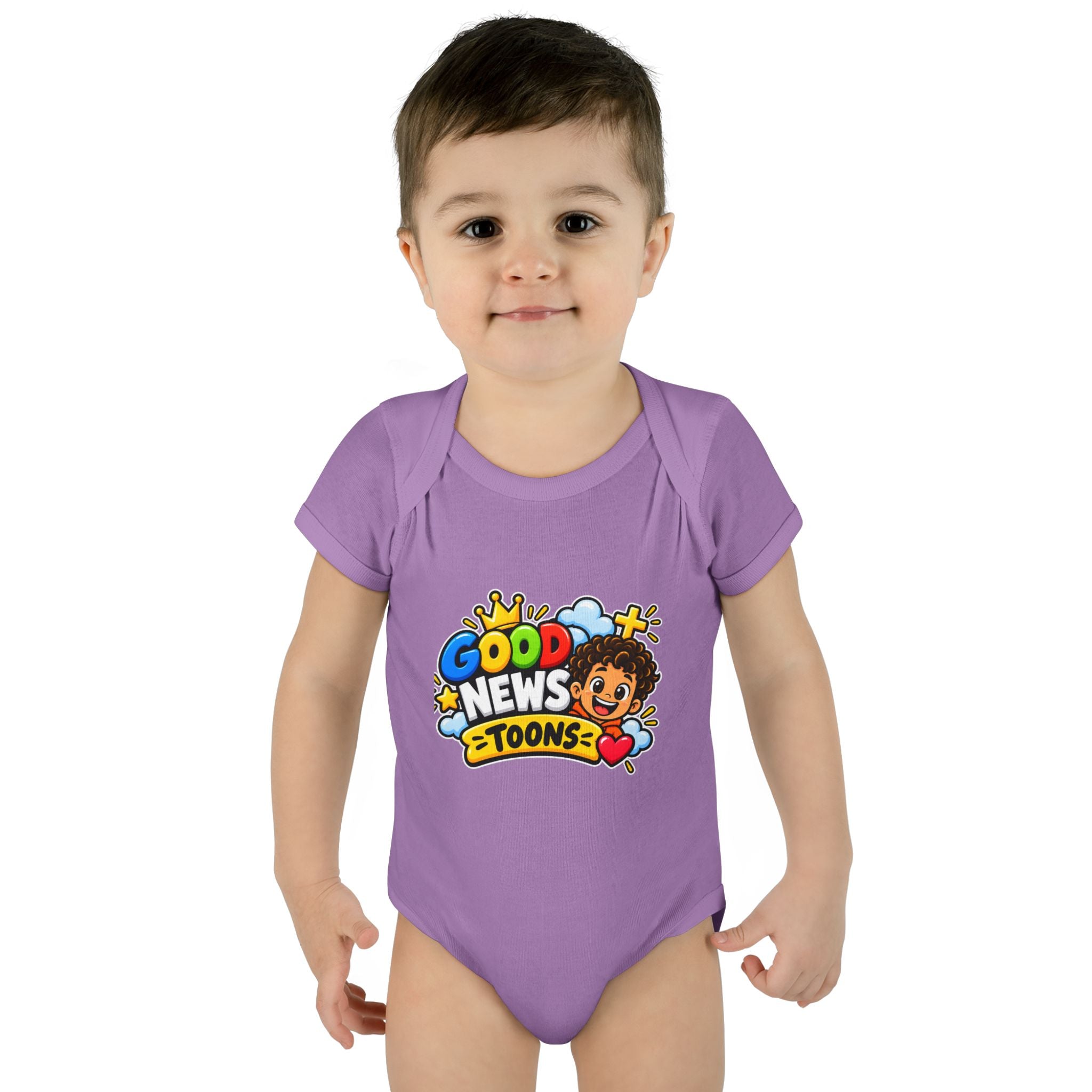 Infant Bodysuit — "Good News Toons" Colorful Cartoon Baby Onesie (Faithful Fun Truth)