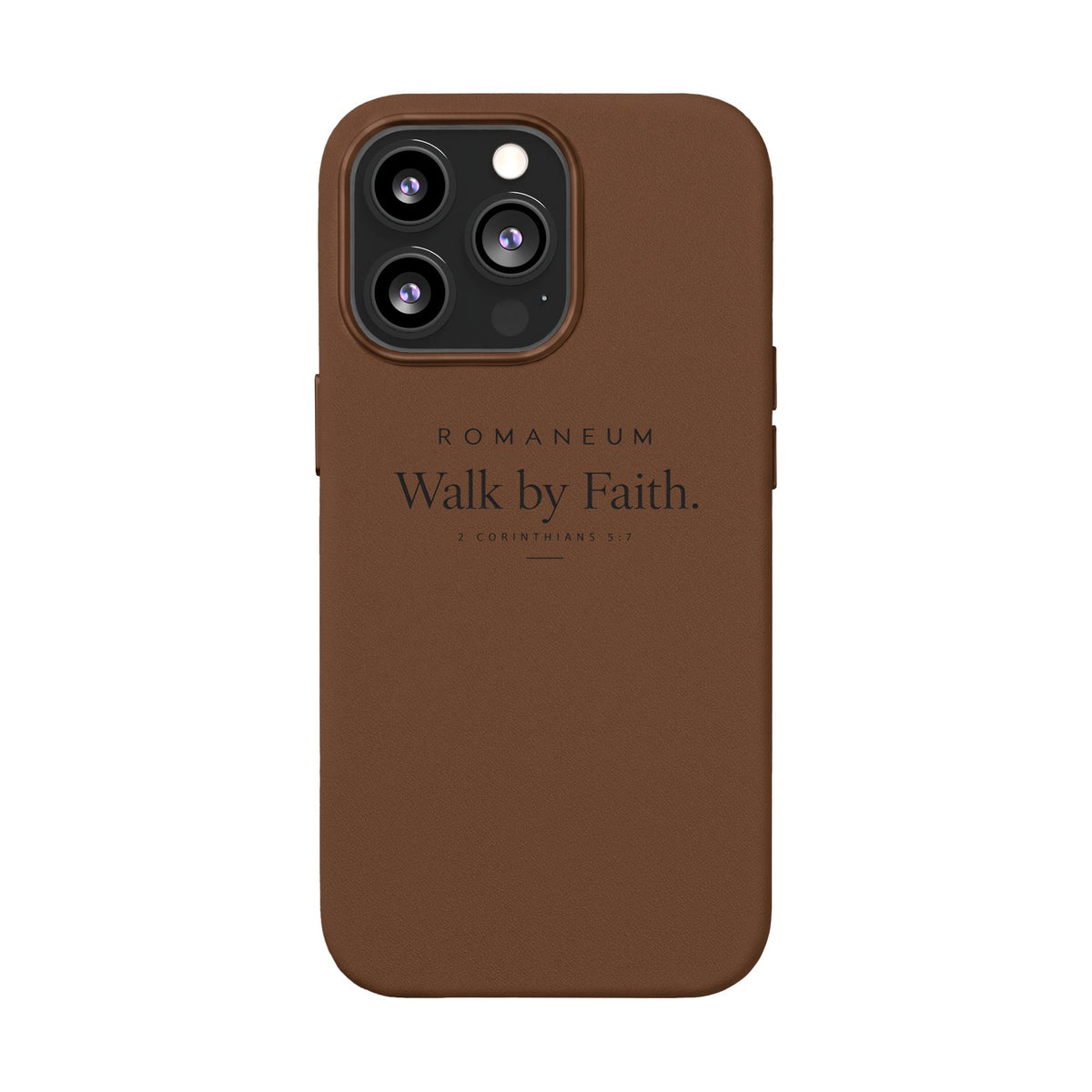 Engraved PU Leather Phone Case — ‘Walk by Faith’