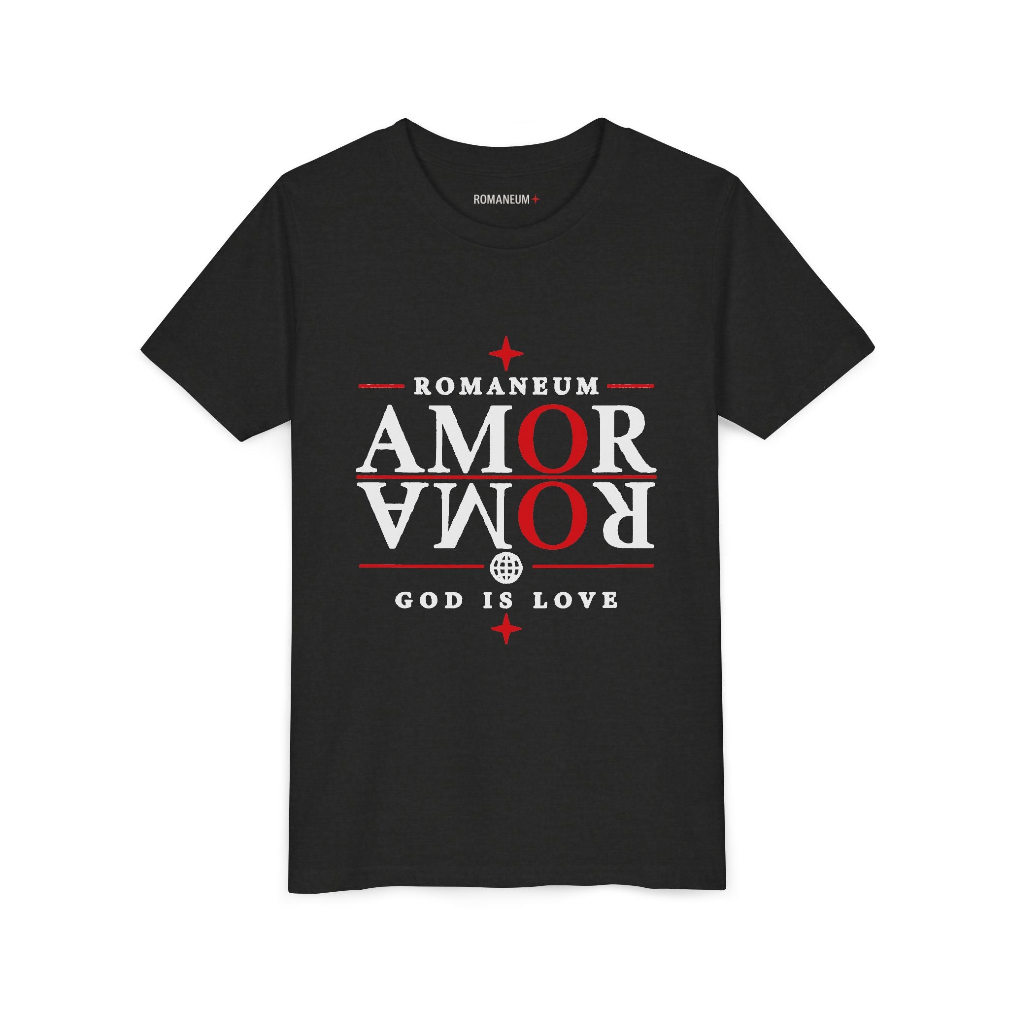 Youth Tee — ROMANEUM “AMOR / ROMA” God Is Love Graphic