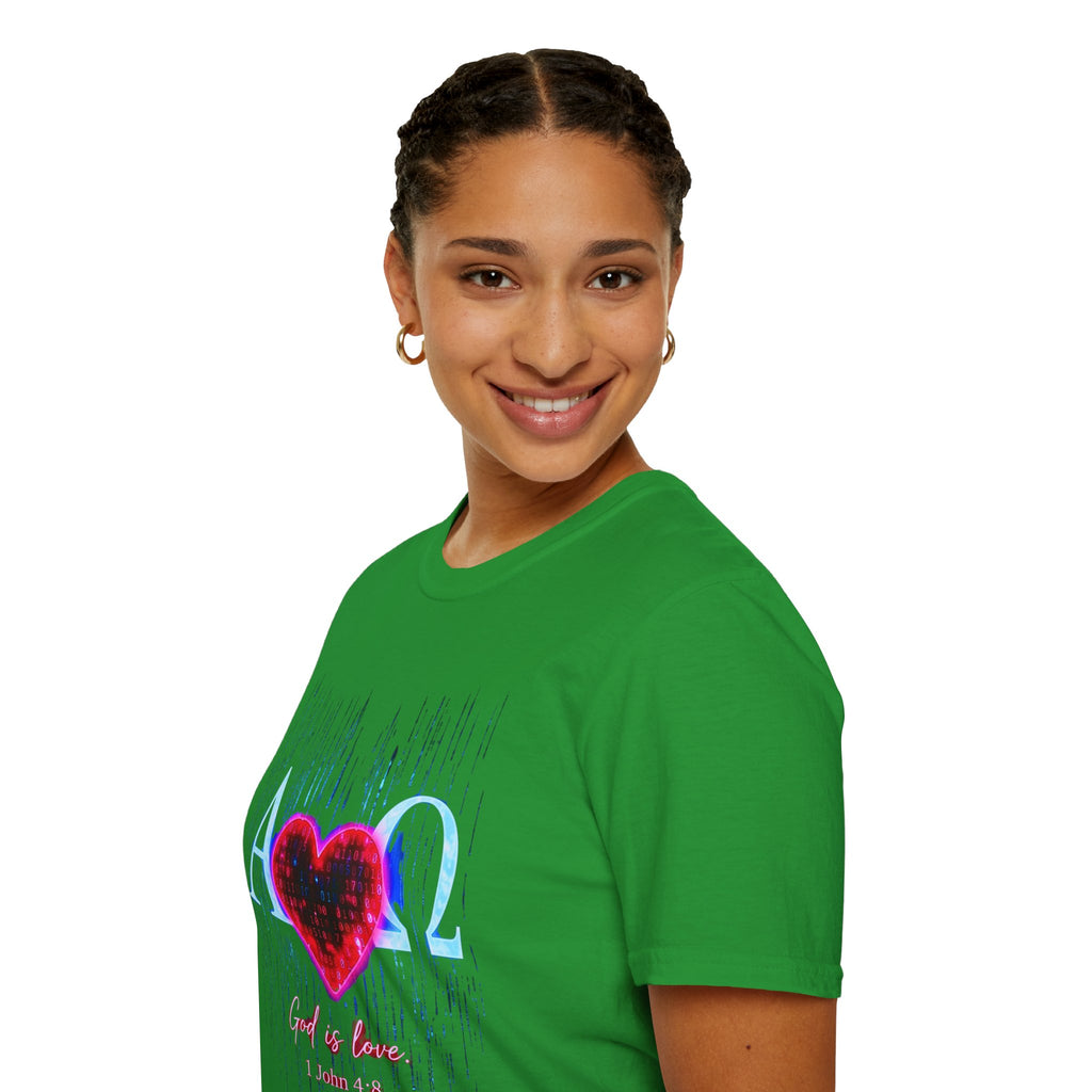 Alpha Omega Heart T-Shirt | Christian Scripture John 3:16 Design