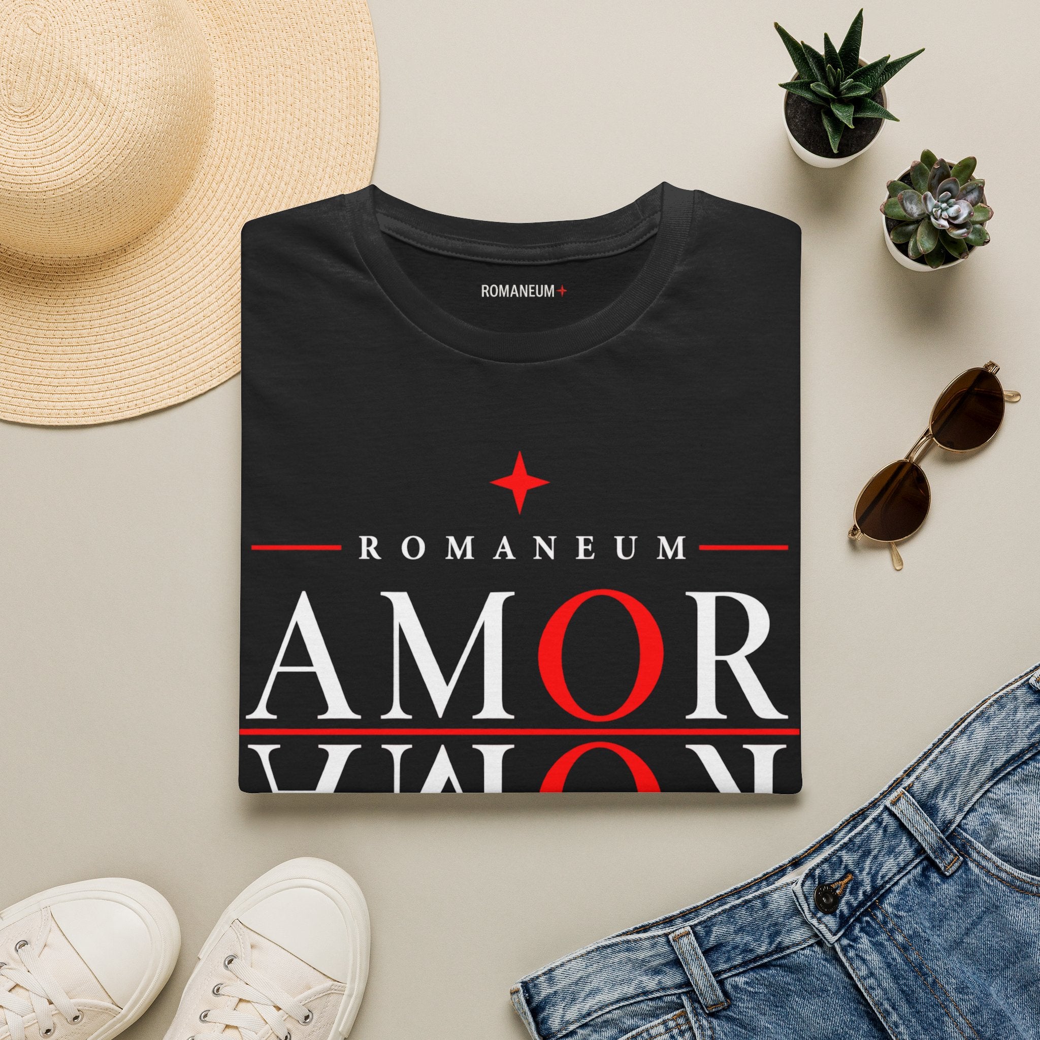 Amor/Roma 'ROMANEUM' Graphic T‑Shirt — 'AMOR' Reflection Design (God Is Love)