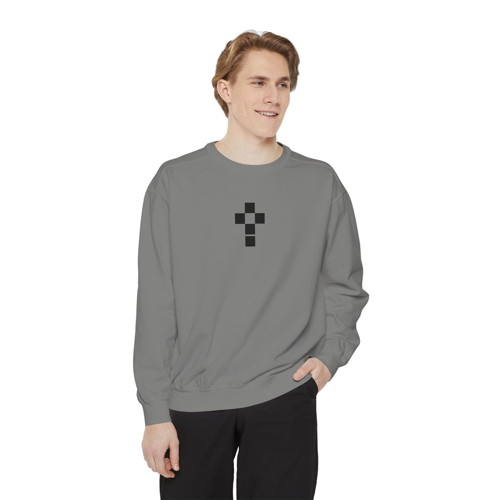 Romaneum Checkerboard Cross Sweatshirt | Minimal Religious Crewneck