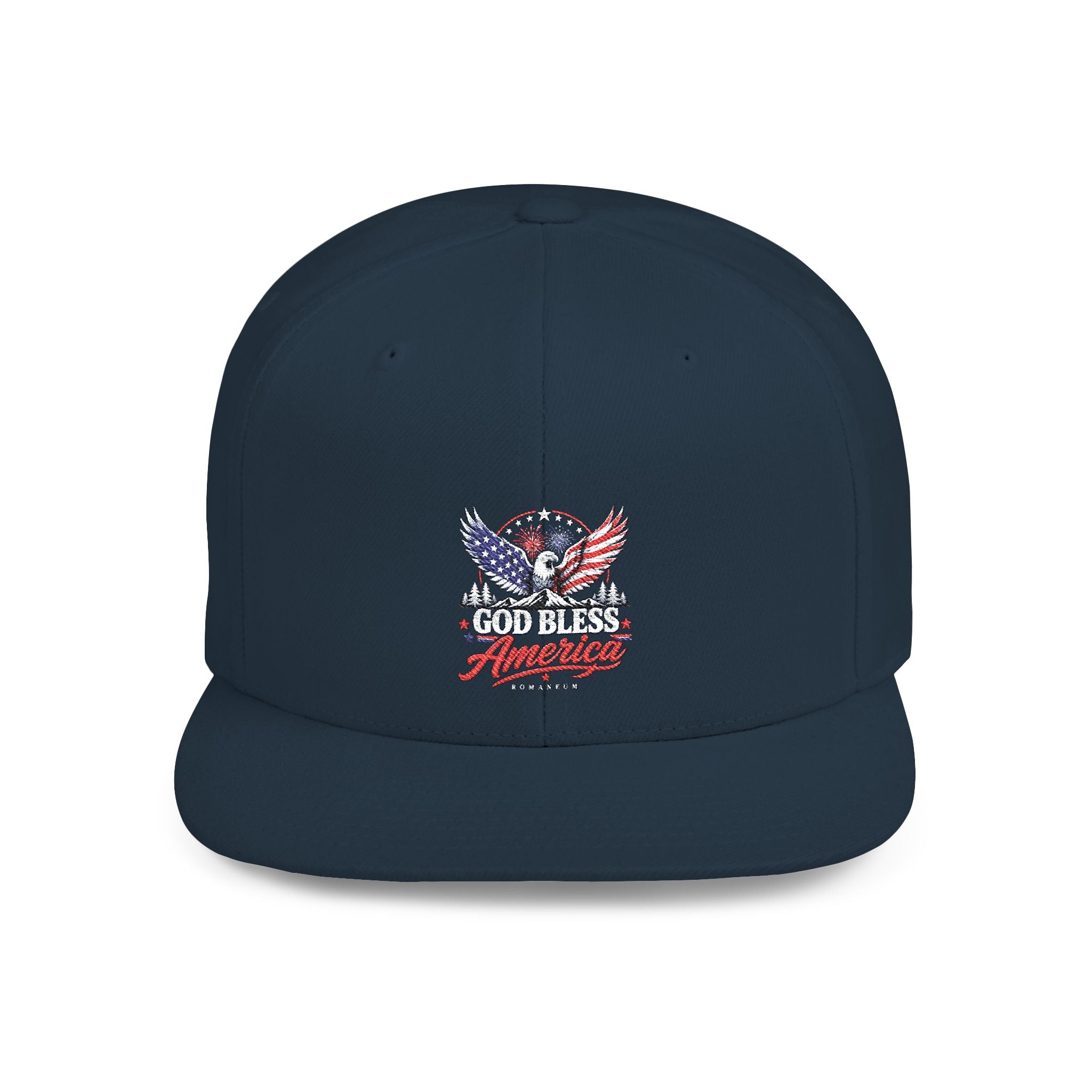 Patriotic Eagle Flat Bill Snapback Hat — America USA Flag Design