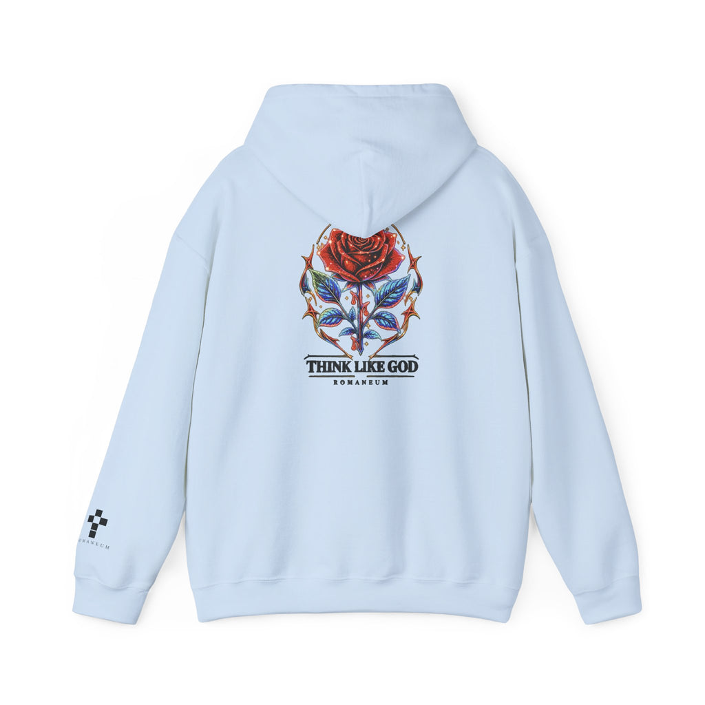 Romaneum Hoodie — Think Like God Rose Logo Pullover