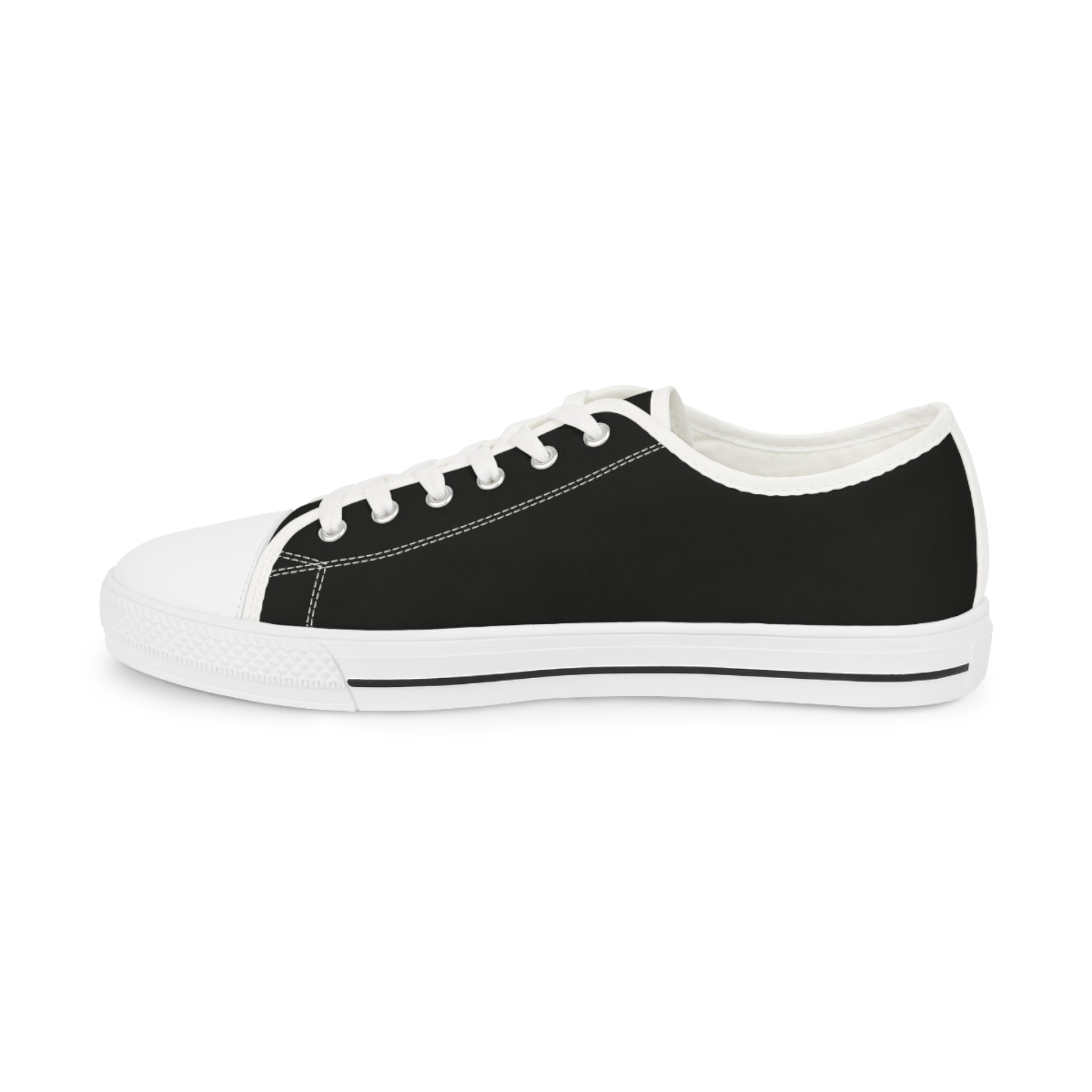 Low Top Sneakers — Black Canvas Casual Shoes with 'ROMA' Red Text