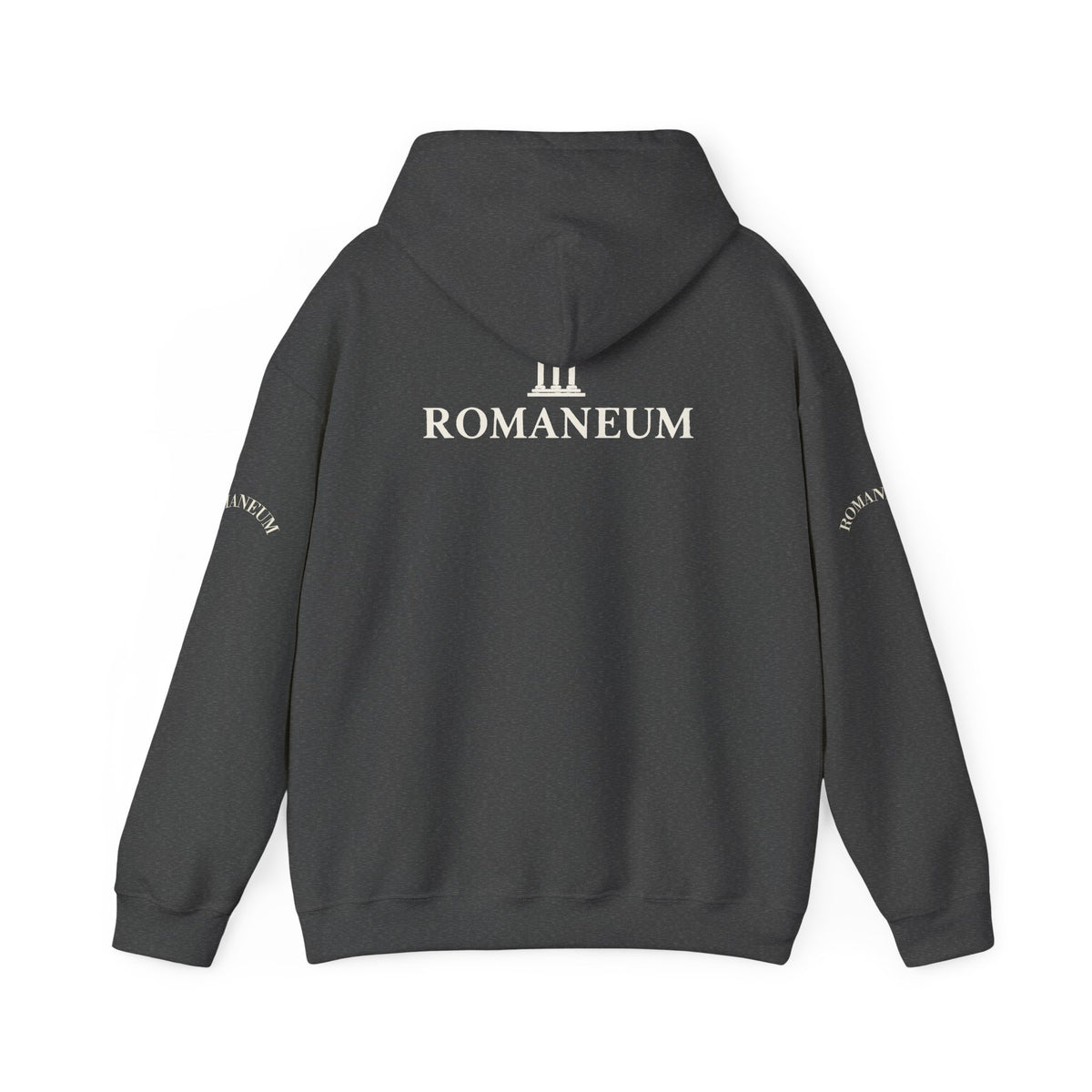Romaneum Logo Hoodie – Classic Black Pullover with Roman Temple Design