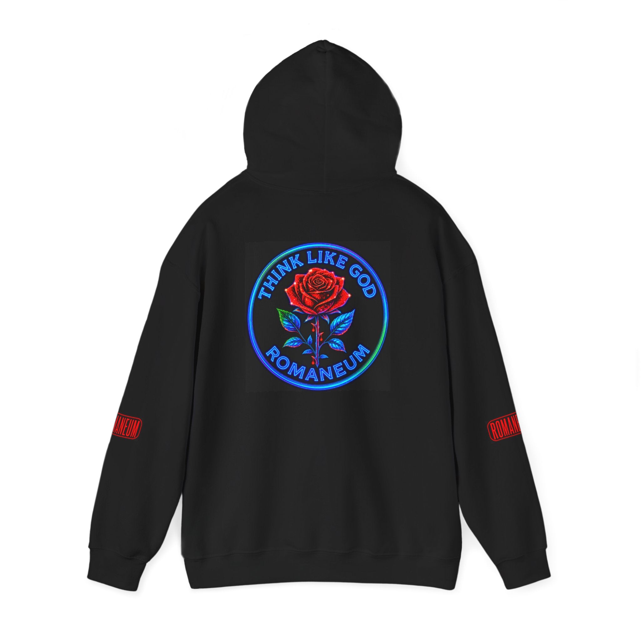 Romaneum Eagle & Rose Hoodie — 'Think Like God' Graphic Pullover