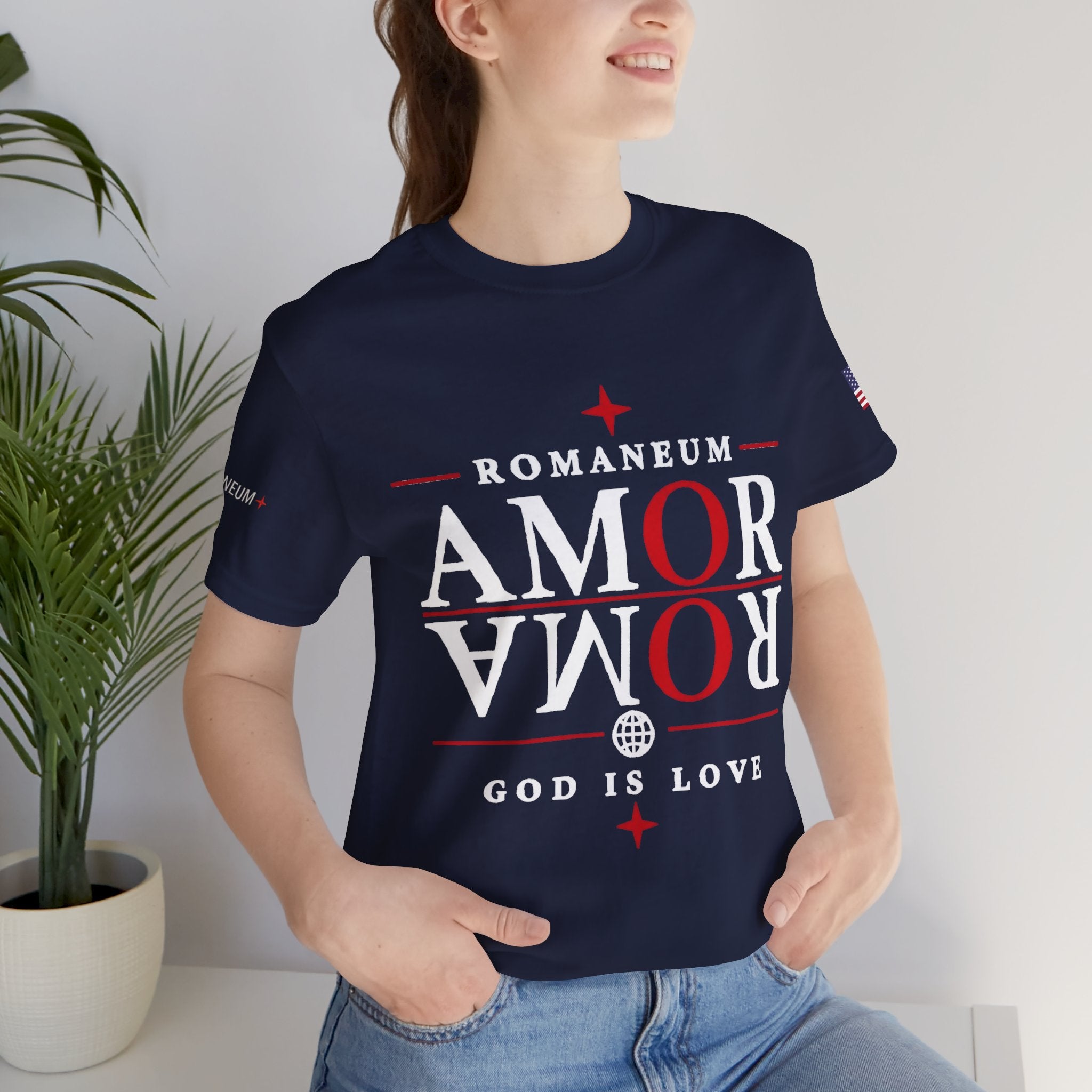 Romaneum 'AMOR/ROMA' God Is Love Graphic Tee