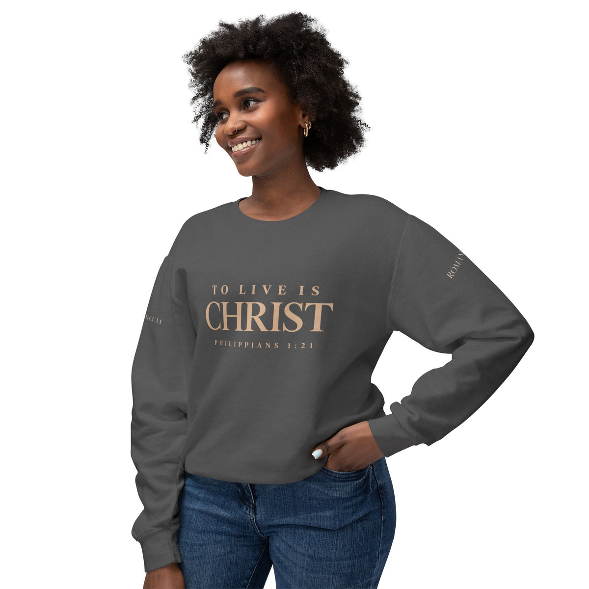Romaneum Crewneck Sweatshirt — "To Live Is Christ" / "God Is Love"