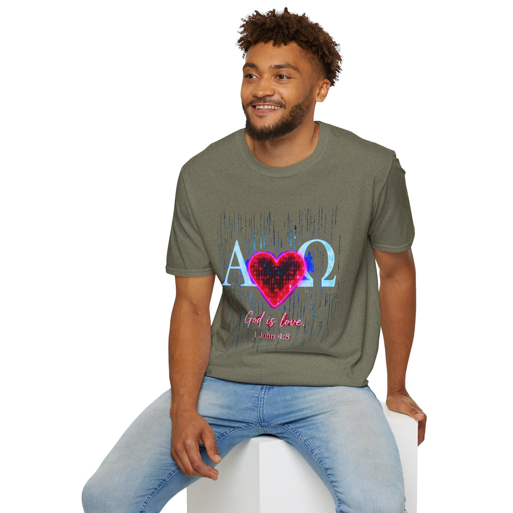 Alpha Omega Heart T-Shirt | Christian Scripture John 3:16 Design