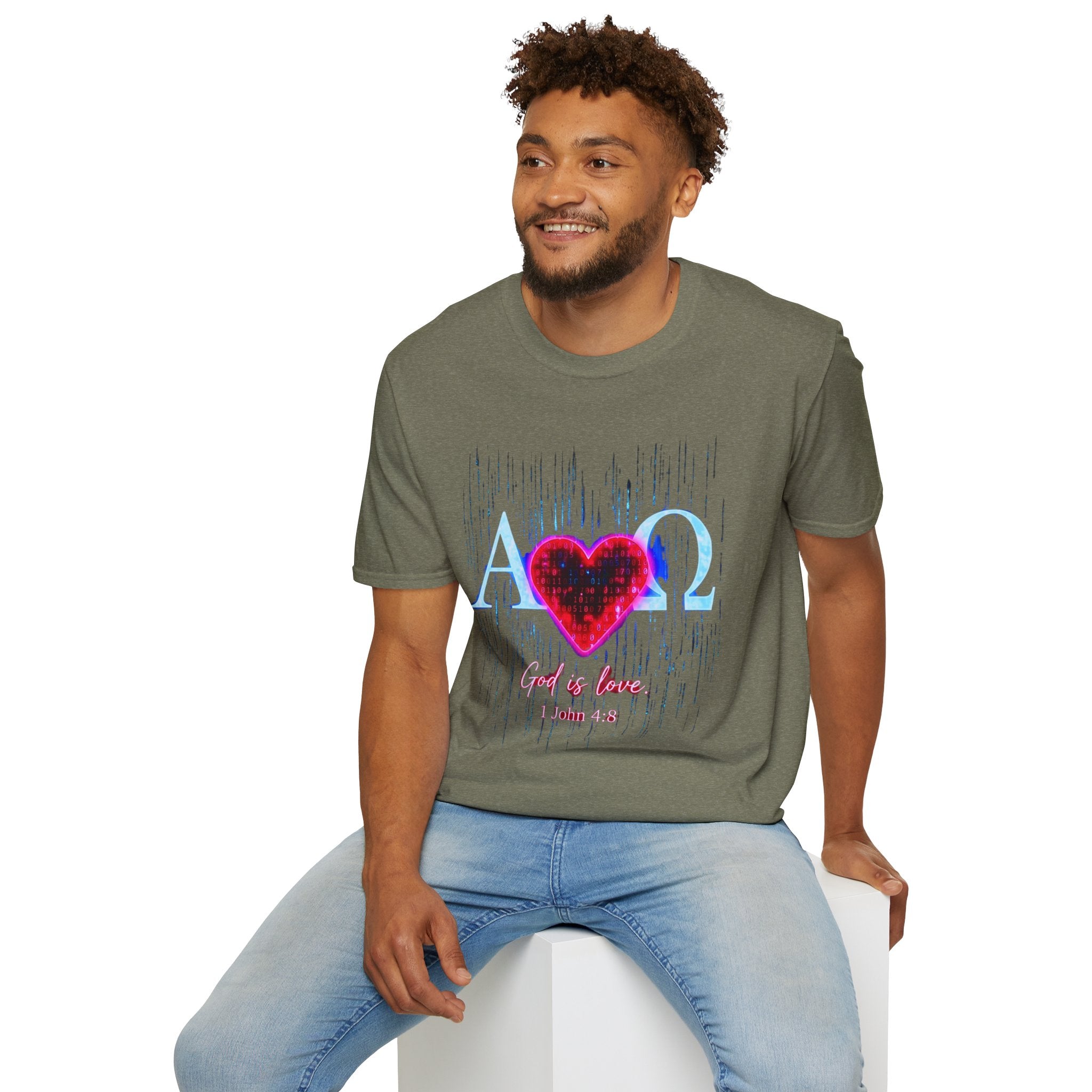 Alpha Omega Heart T-Shirt | Christian Scripture John 3:16 Design