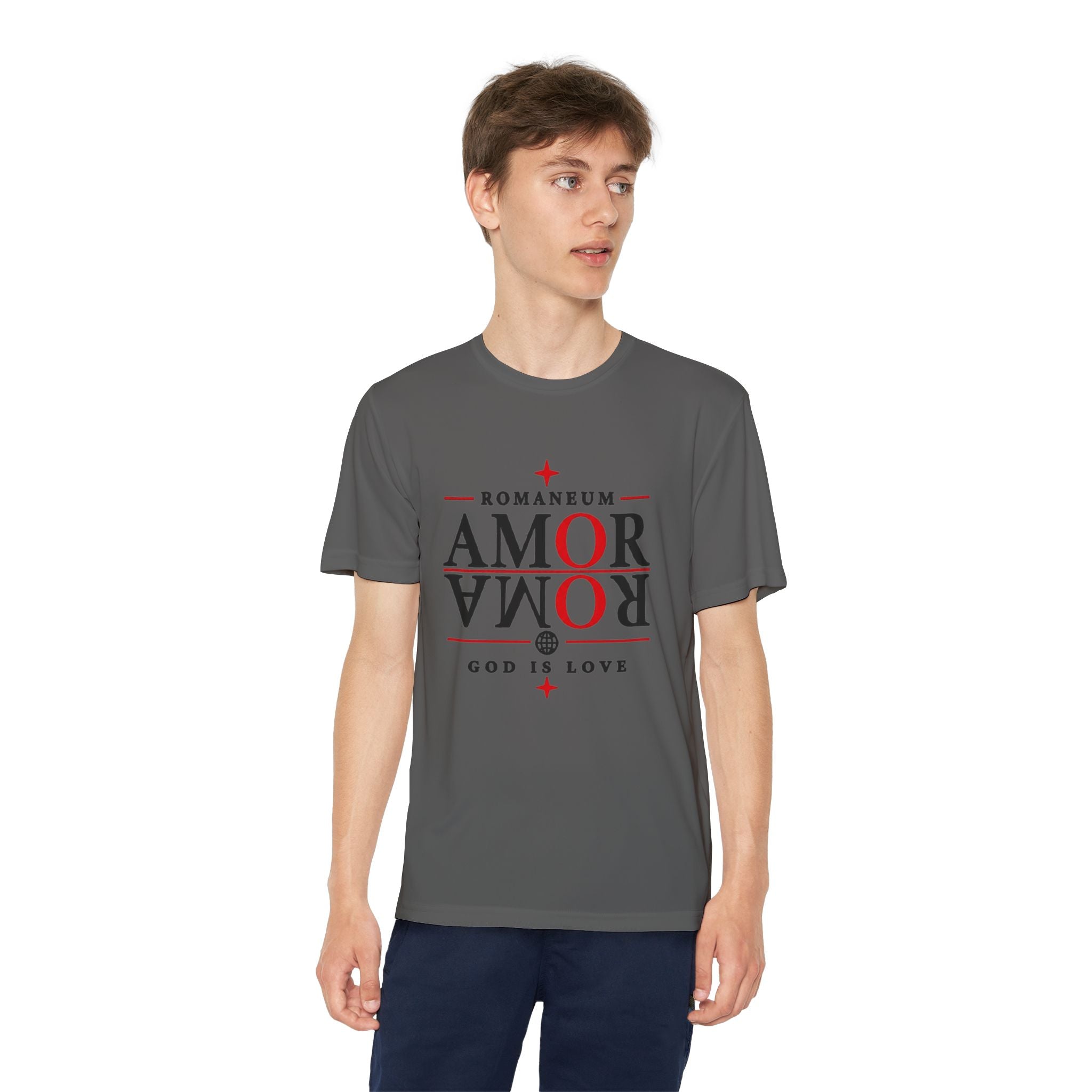 Youth Tee — ROMANEUM “AMOR/ROMA” Graphic Christian Shirt (God is Love)