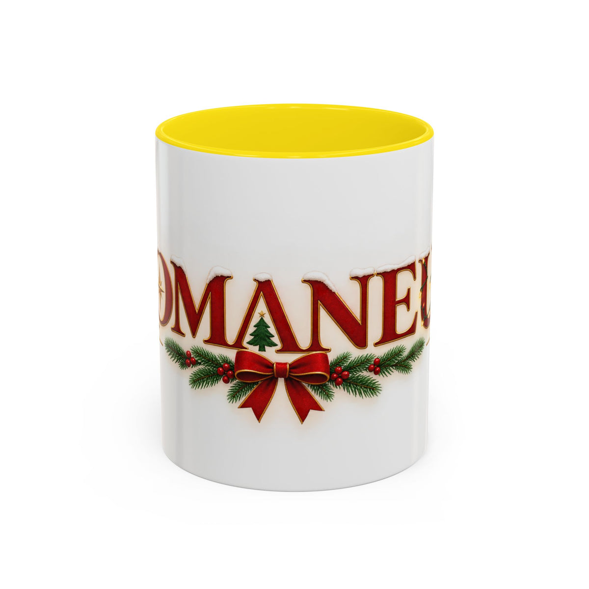 Christmas Accent Coffee Mug - Festive Garland & Bow Holiday Drinkware (11/15oz)
