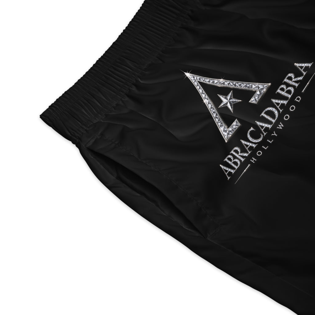 Abracadabra Hollywood Men's Jogger Shorts — Black Logo Athletic Shorts