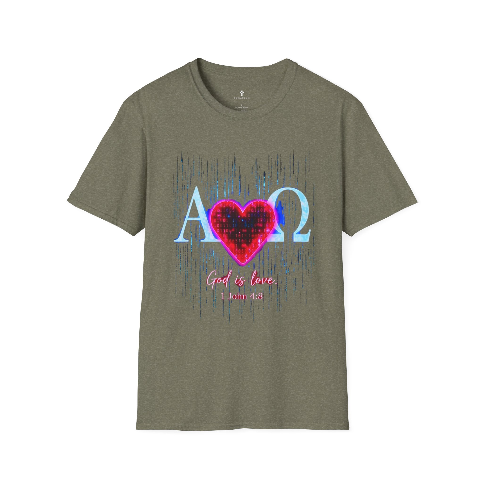 Alpha Omega Heart T-Shirt | Christian Scripture John 3:16 Design