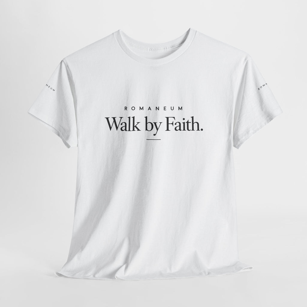 Walk by Faith Tee — Christian Scripture Shirt (Romans/1 Corinthians)