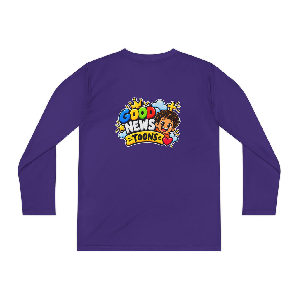 Faith Over Fear Youth Long Sleeve Tee — Good News Toons Graphic
