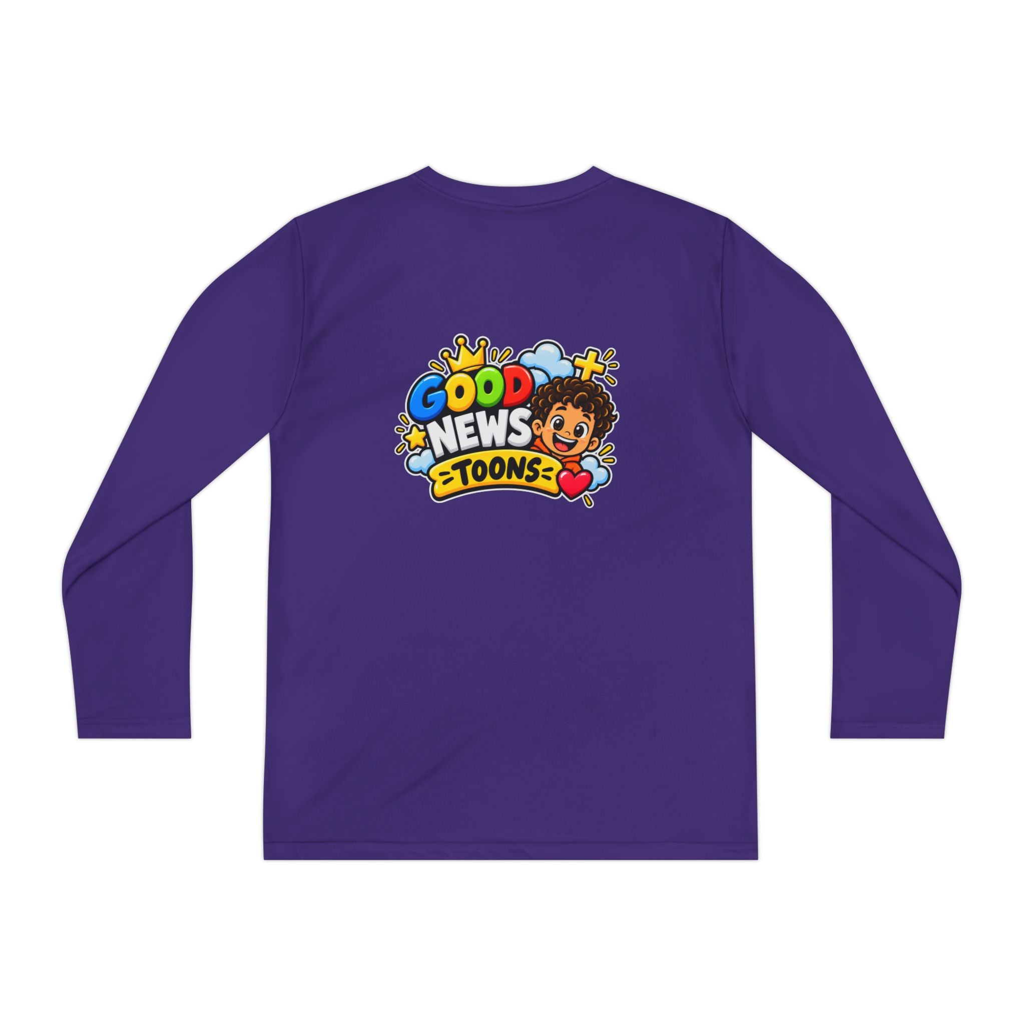 Faith Over Fear Youth Long Sleeve Tee — Good News Toons Graphic