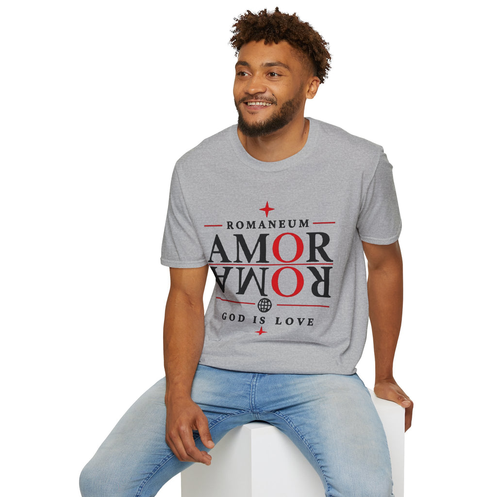 Amor/Roma 'ROMANEUM' Graphic T‑Shirt — 'AMOR' Reflection Design (God Is Love)
