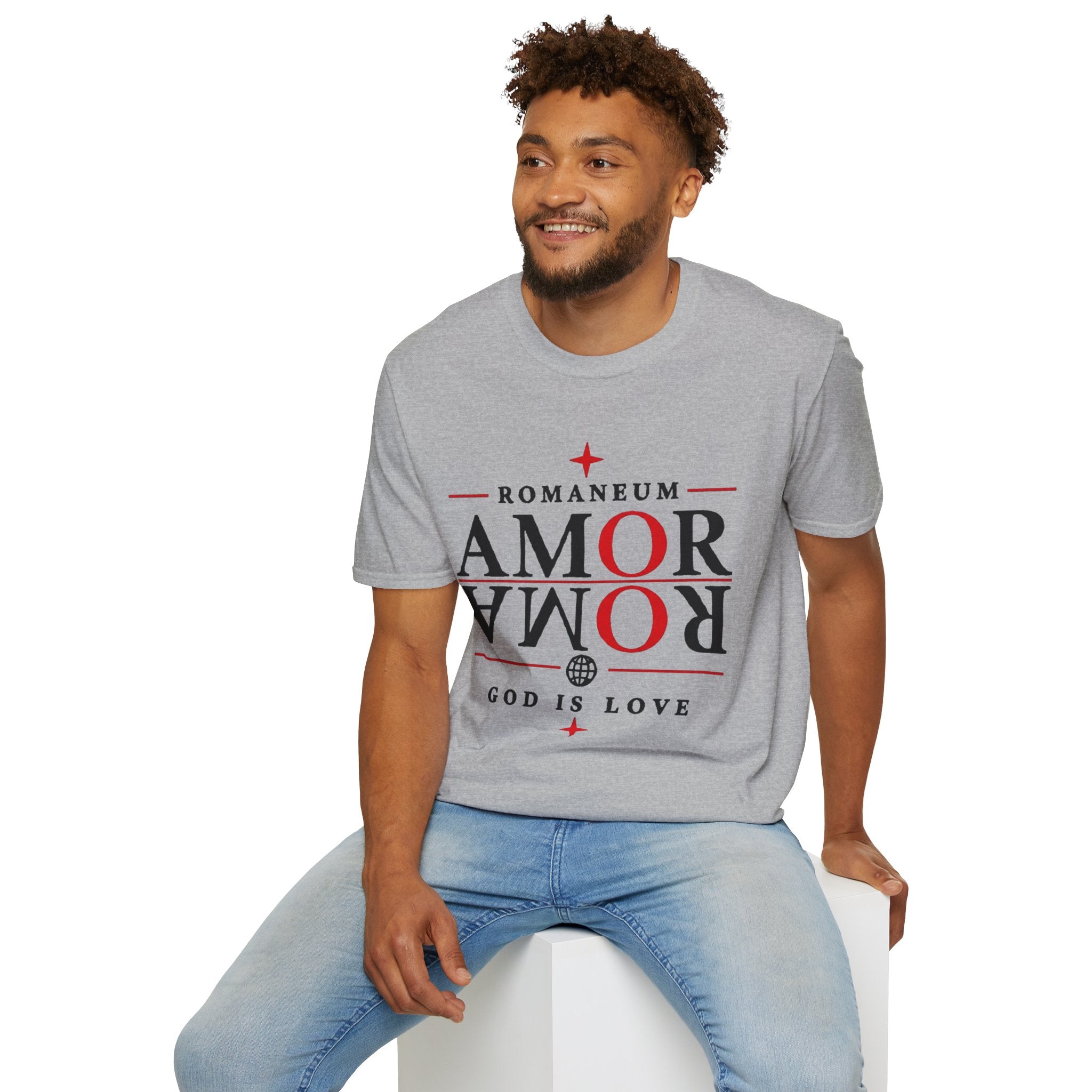 Amor/Roma 'ROMANEUM' Graphic T‑Shirt — 'AMOR' Reflection Design (God Is Love)