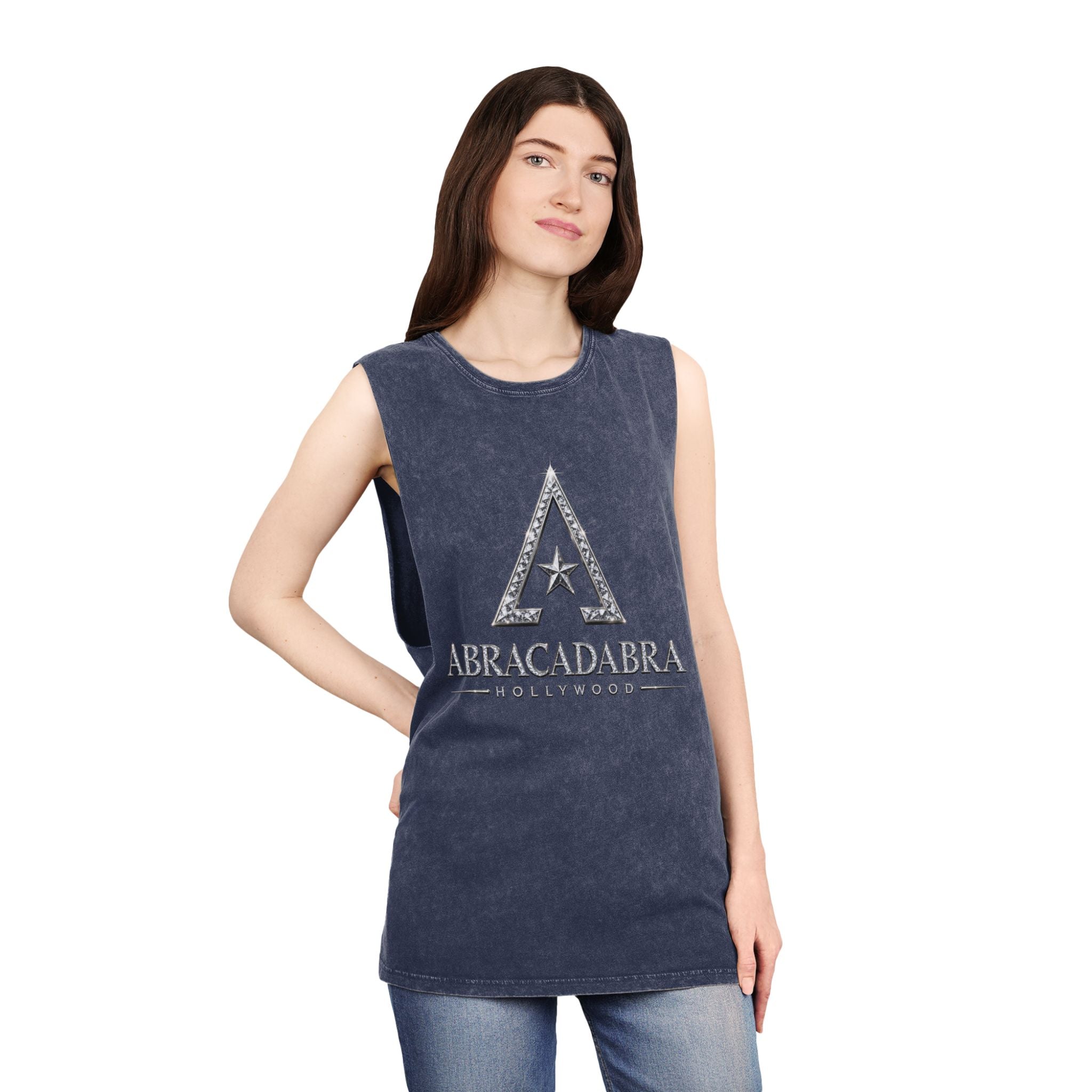 Abracadabra Stonewash Tank Top — Vintage Magic Graphic Tank