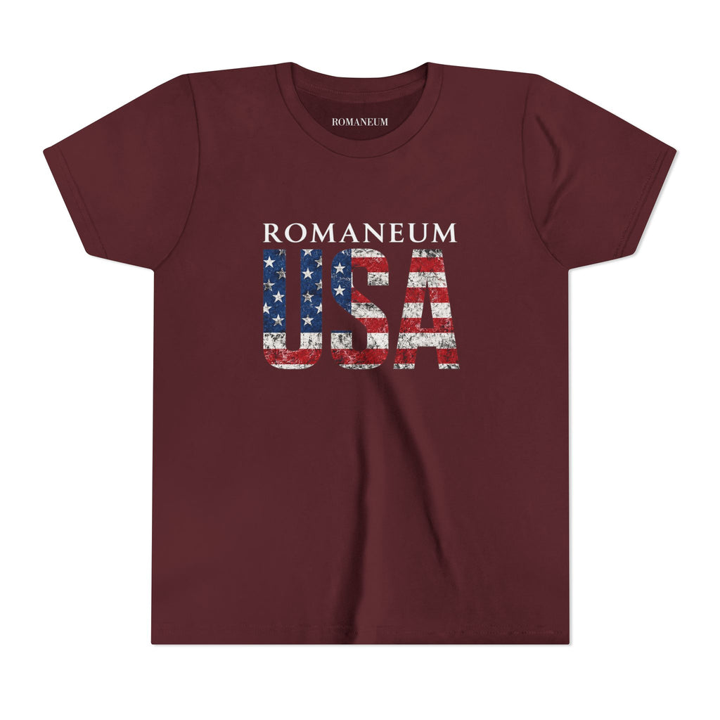 Youth USA Flag Tee — "Romaneum" Patriotic Kids T‑Shirt