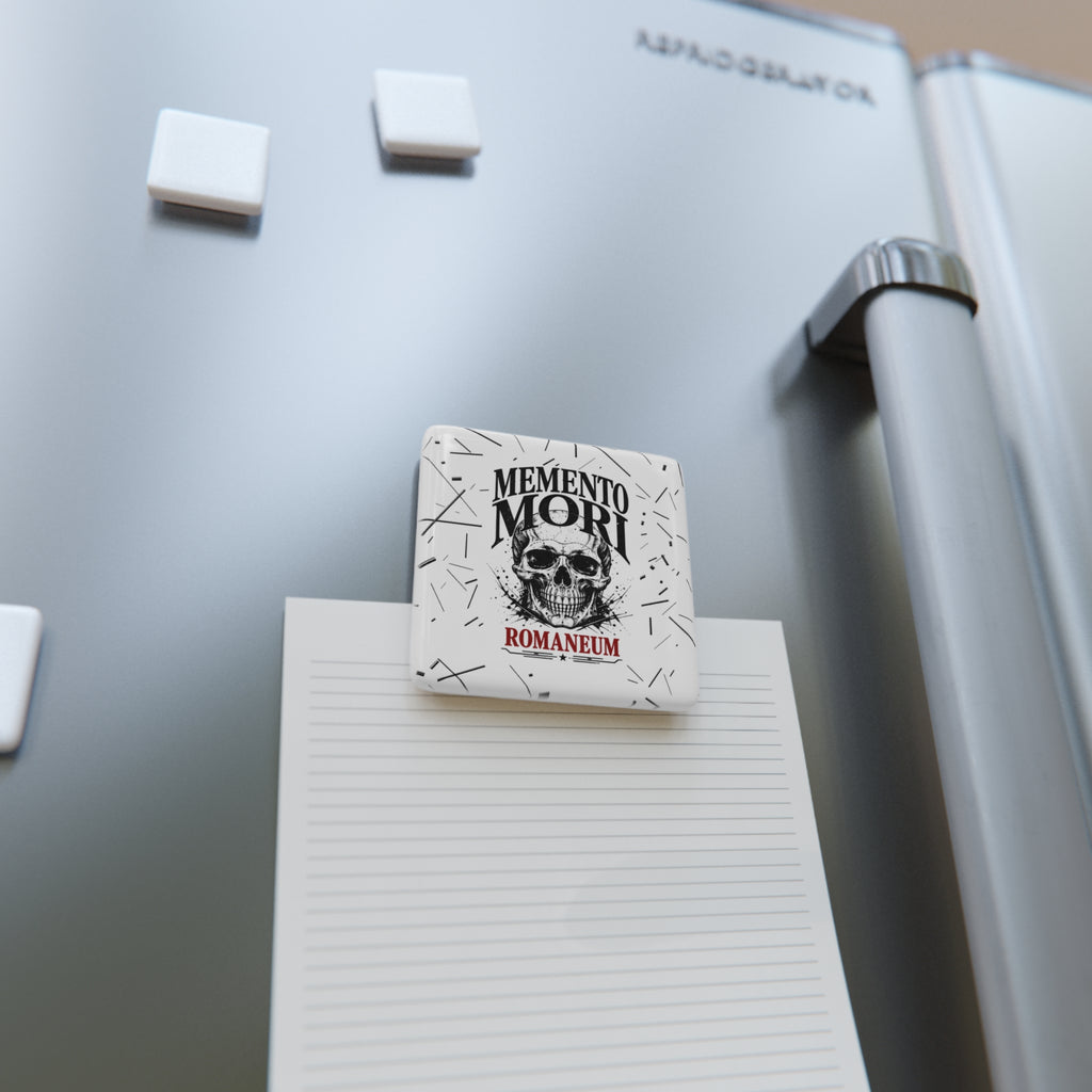 Memento Mori Skull Porcelain Magnet — Romanum Gothic Fridge Decor