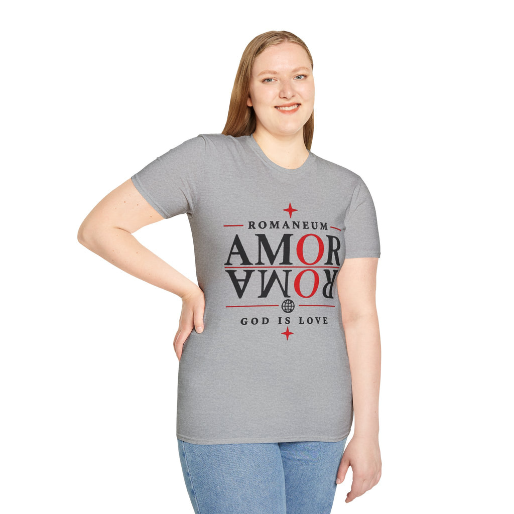 Amor/Roma 'ROMANEUM' Graphic T‑Shirt — 'AMOR' Reflection Design (God Is Love)
