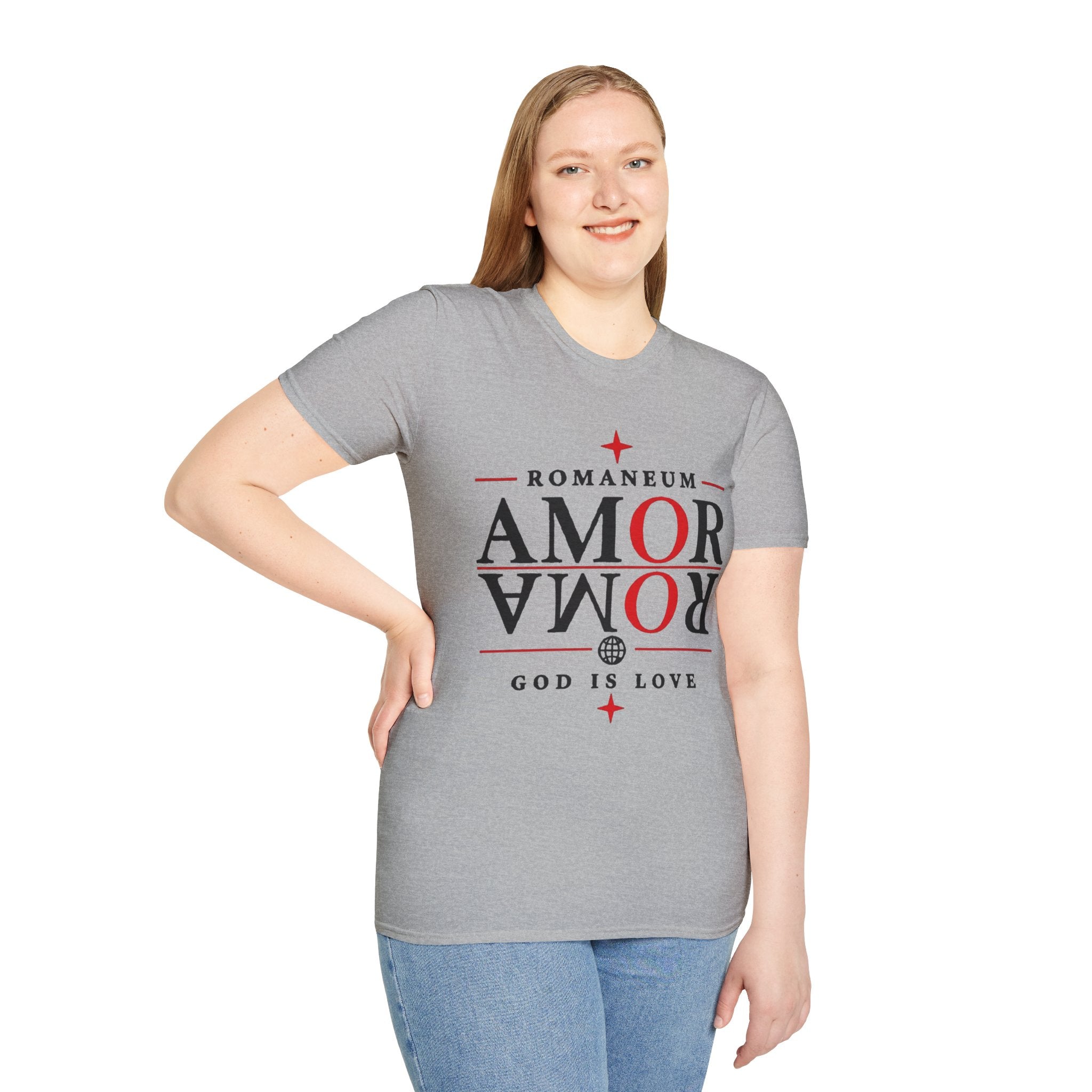 Amor/Roma 'ROMANEUM' Graphic T‑Shirt — 'AMOR' Reflection Design (God Is Love)