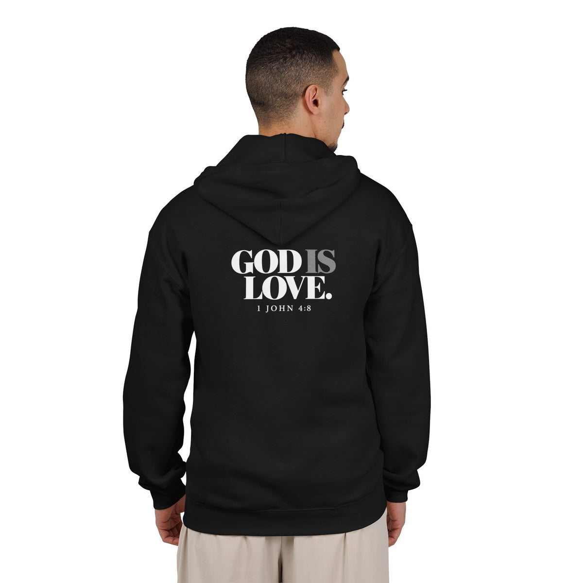 Zip Hoodie — "God Is Love" Full-Zip Sweatshirt (1 John 4:8)