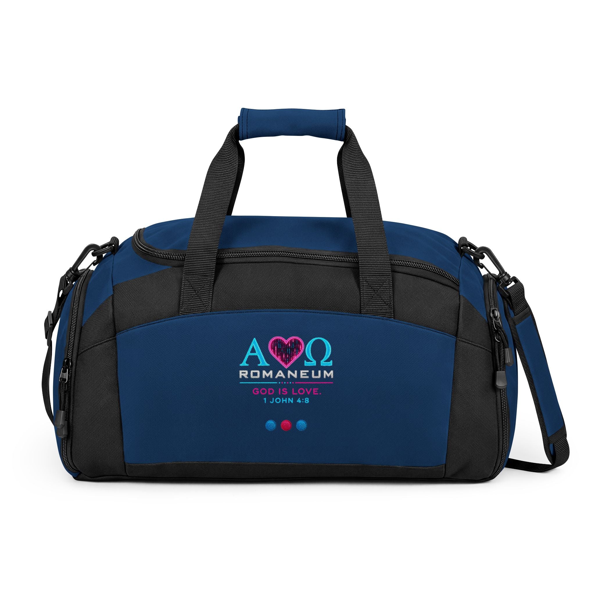 Romanem Gym Bag — Alpha Omega Heart Logo Sports Duffel