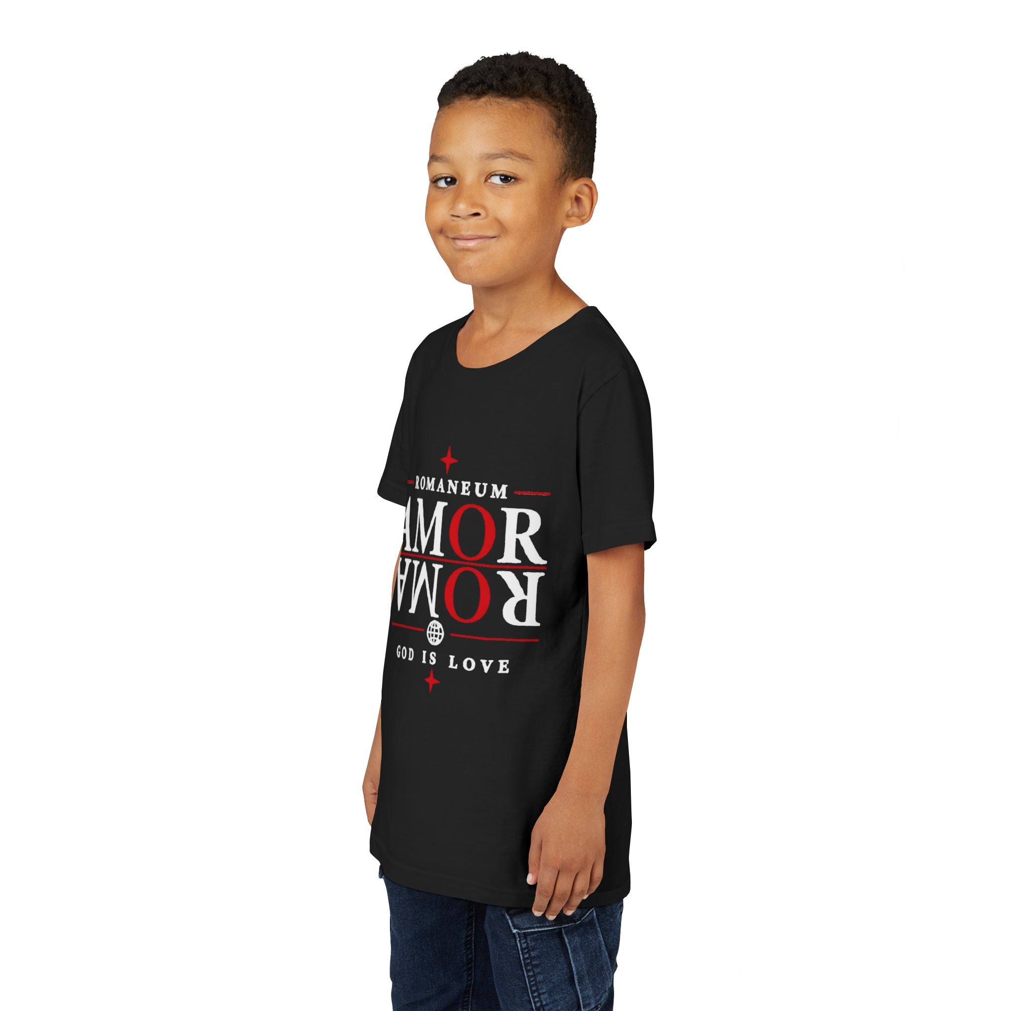Youth Tee — ROMANEUM “AMOR / ROMA” God Is Love Graphic