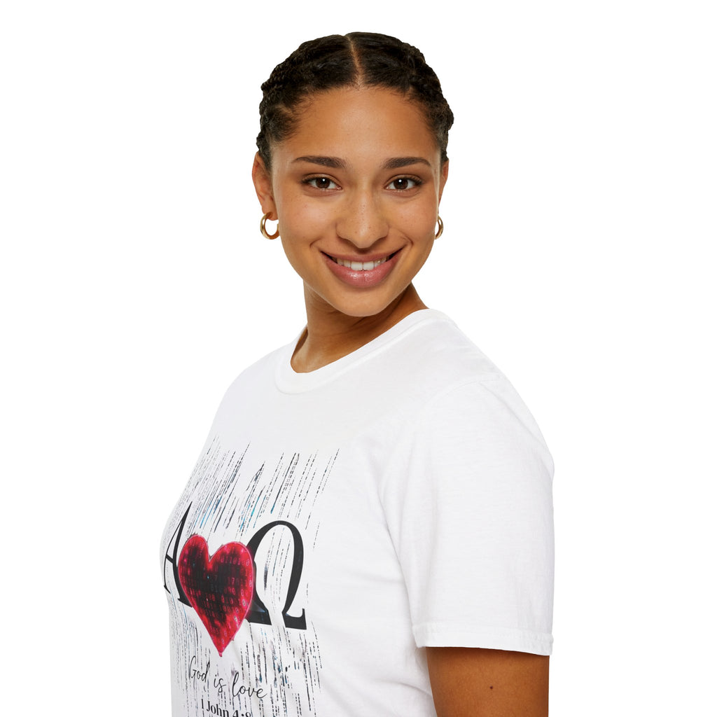 Alpha Omega Heart T-Shirt | Christian Scripture John 3:16 Design