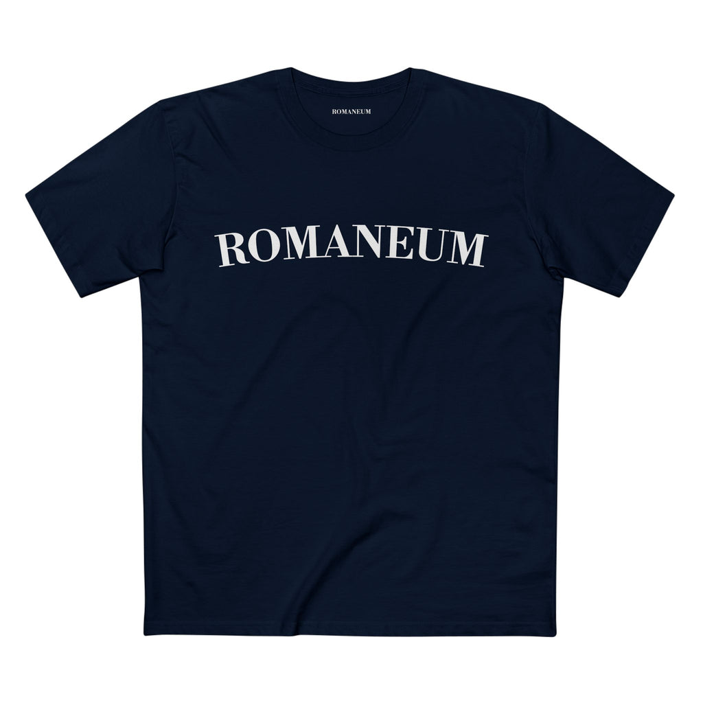 ROMANEUM Classic Logo Tee — Minimalist Vintage Lettering T-Shirt