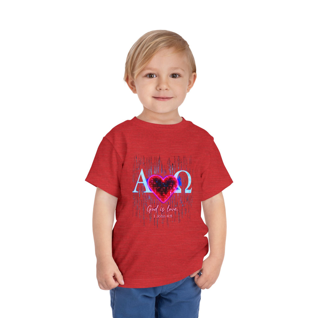 Alpha Omega Heart toddler tee | Christian scripture design